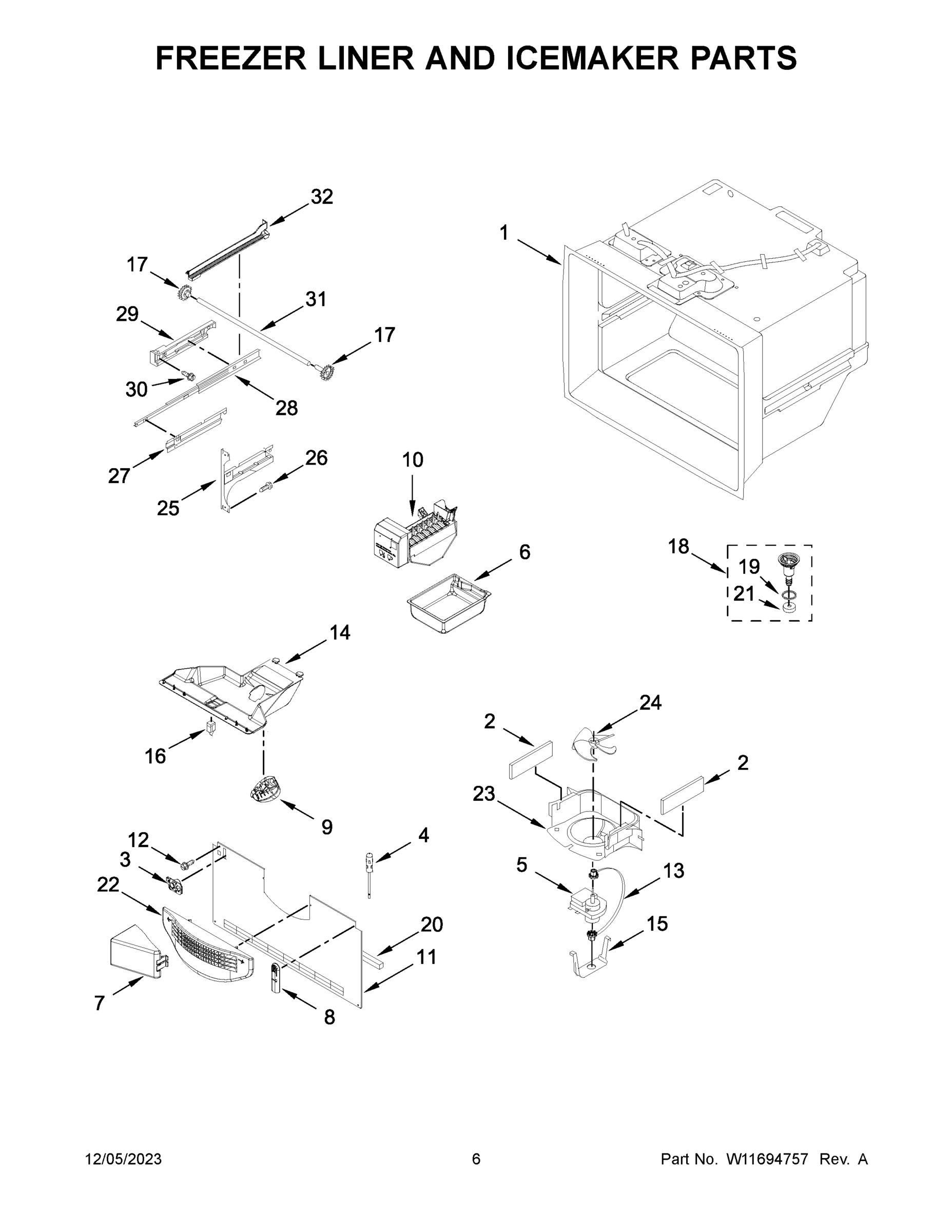 04 - FREEZER LINER AND ICEMAKER PARTS