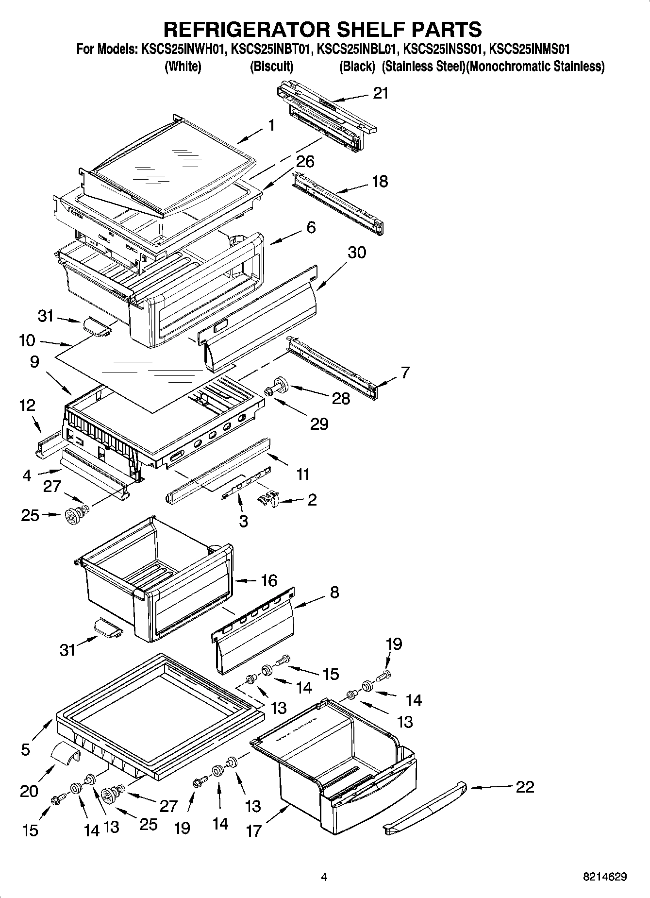 03 - REFRIGERATOR SHELF PARTS