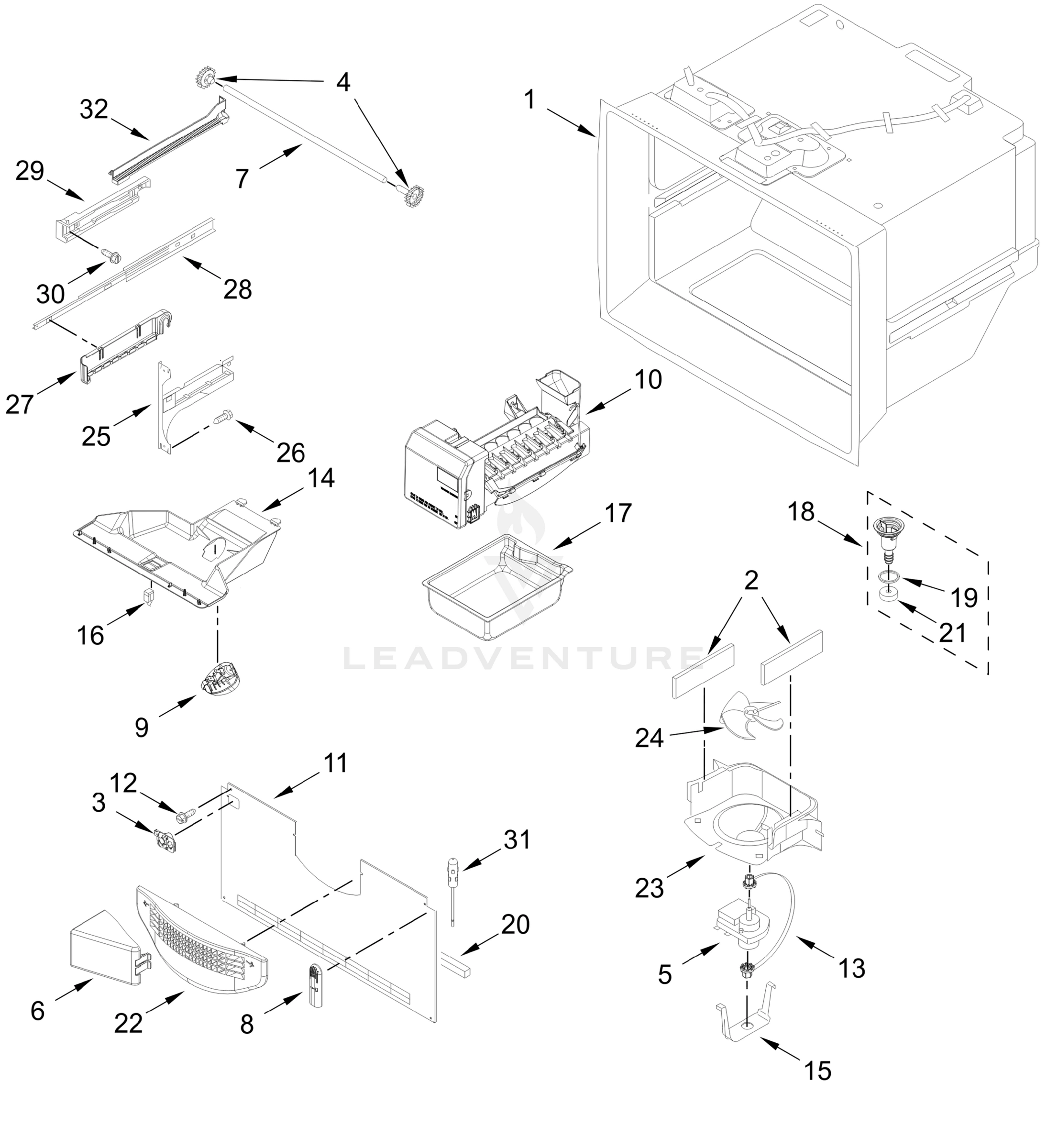 FREEZER LINER AND ICEMAKER PARTS
