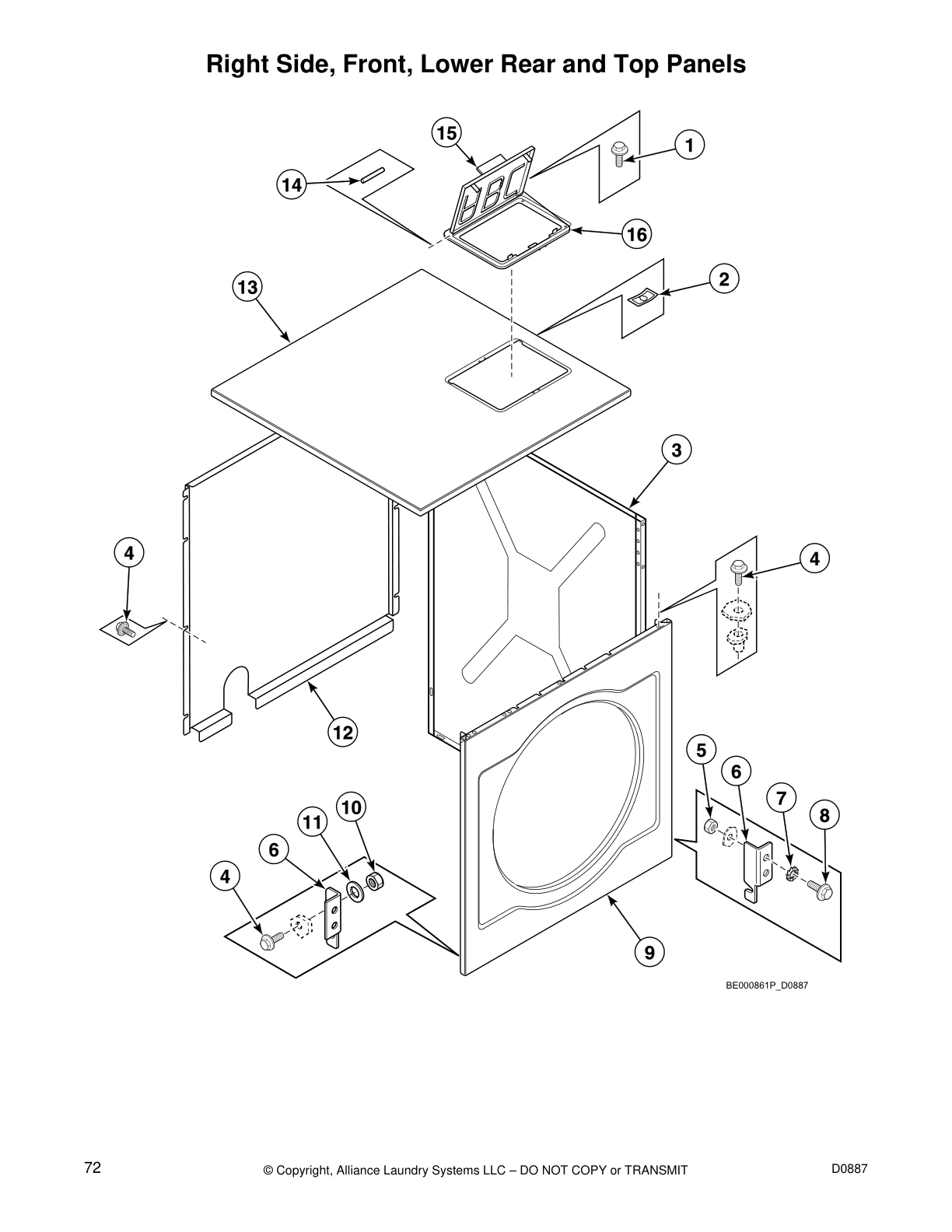 Right Side, Front, Lower Rear and Top Panels