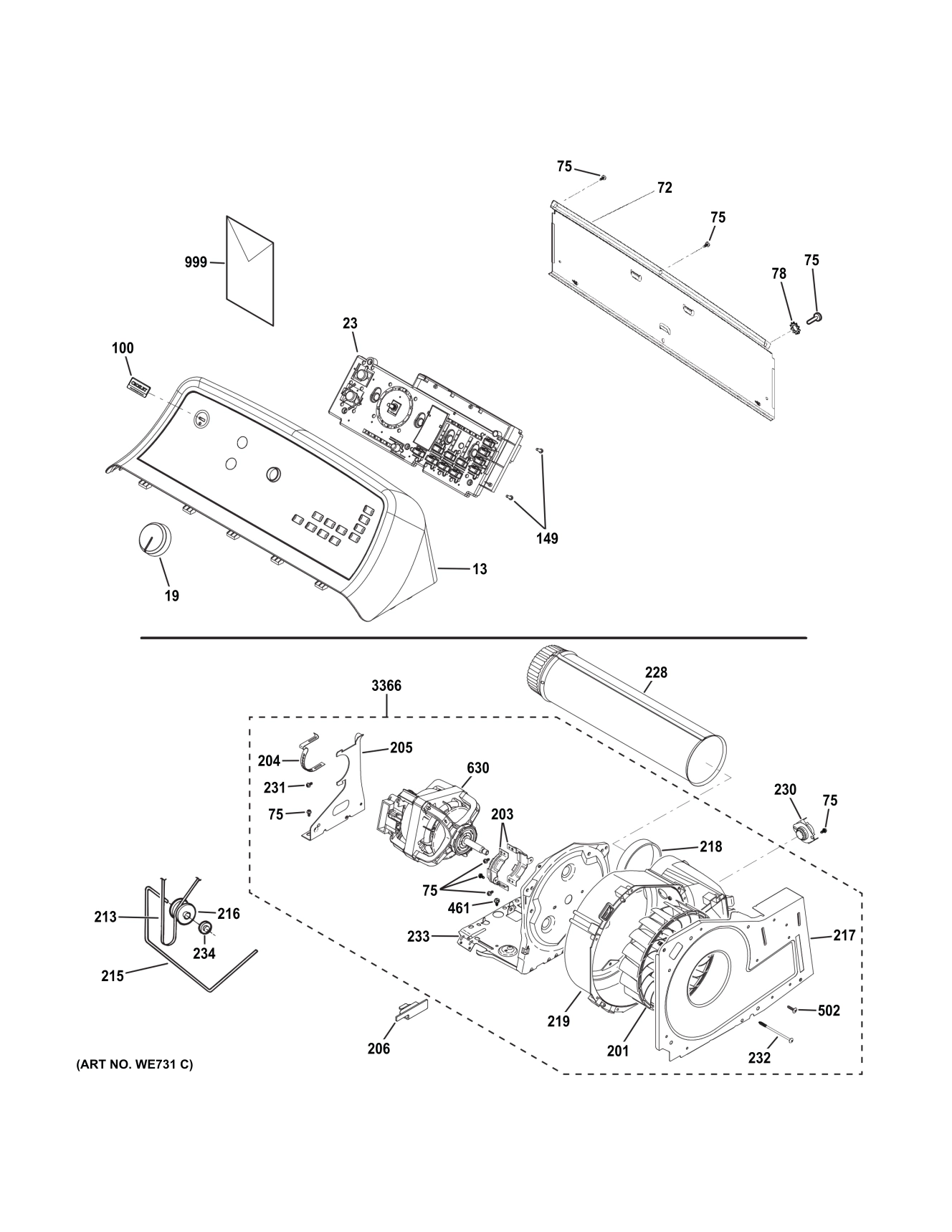 BACKSPLASH, BLOWER & MOTOR ASSEMBLY