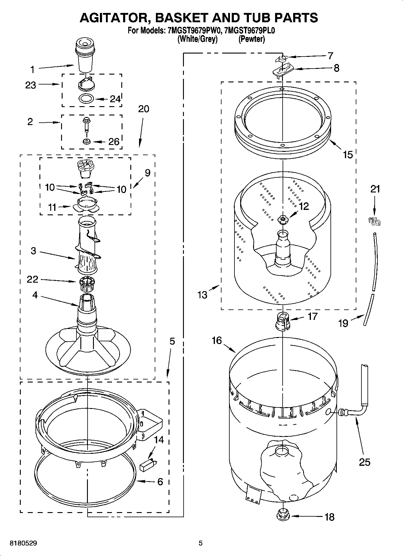 03 - AGITATOR, BASKET AND TUB PARTS