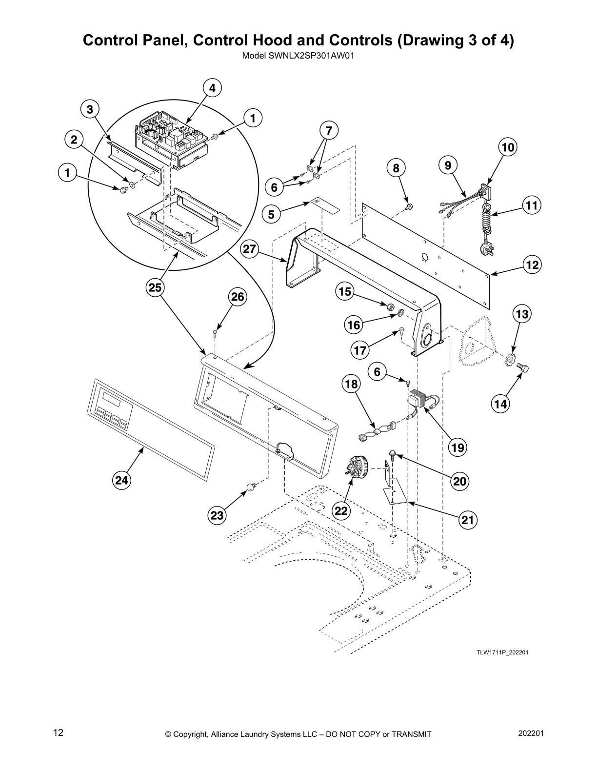 Control Panel, Control Hood and Controls (Drawing 3 of 4)