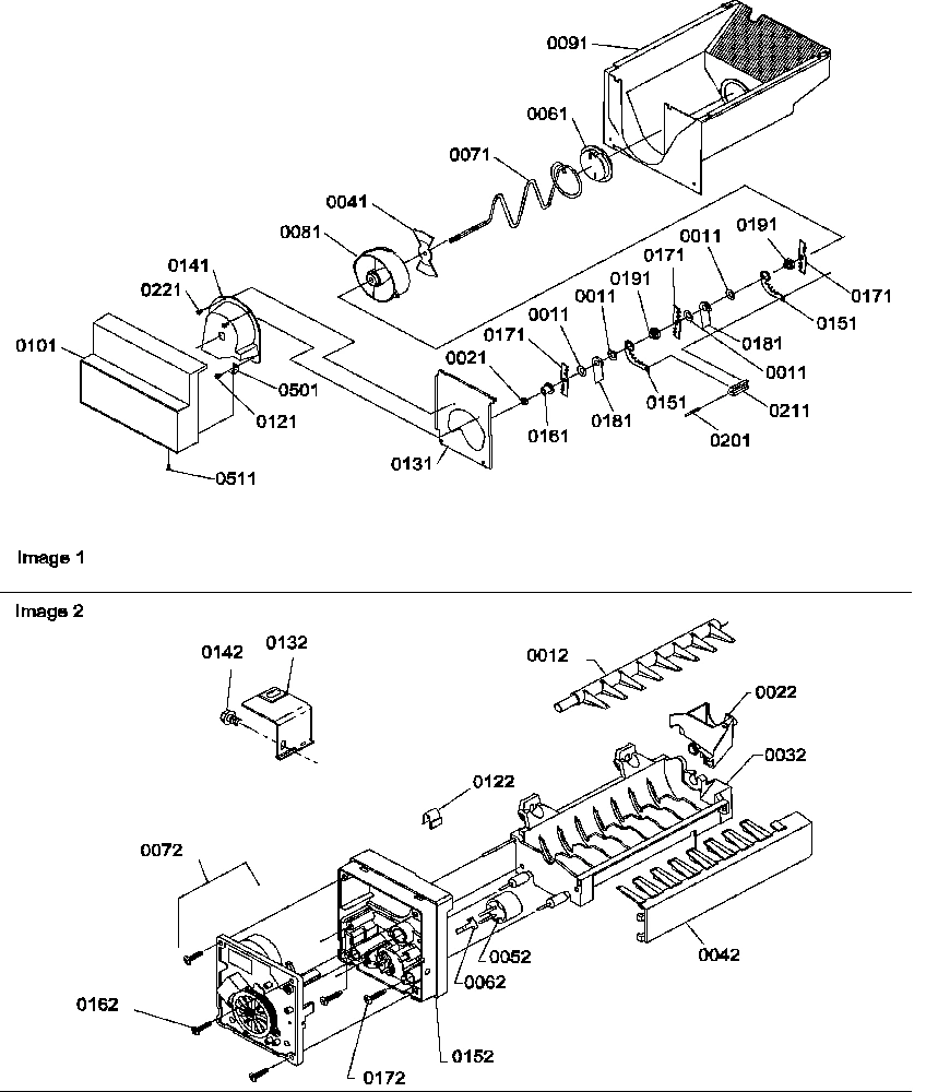 08 - ICE BUCKET AUGER AND ICE MAKER PARTS