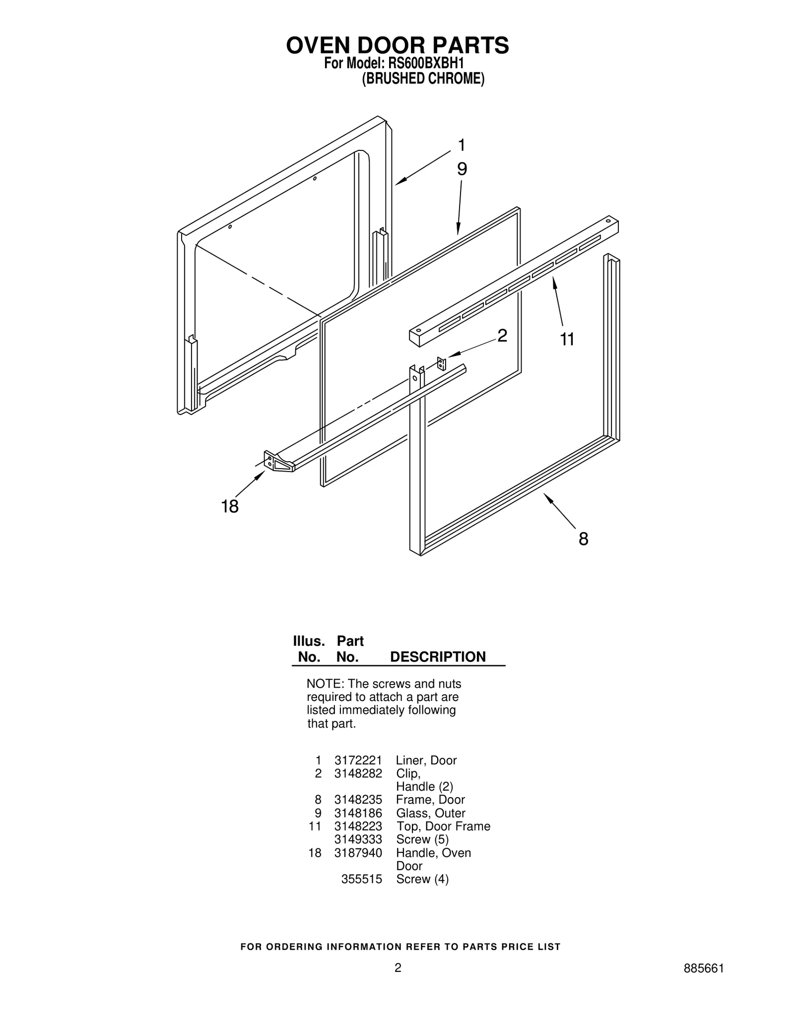 OVEN DOOR PARTS