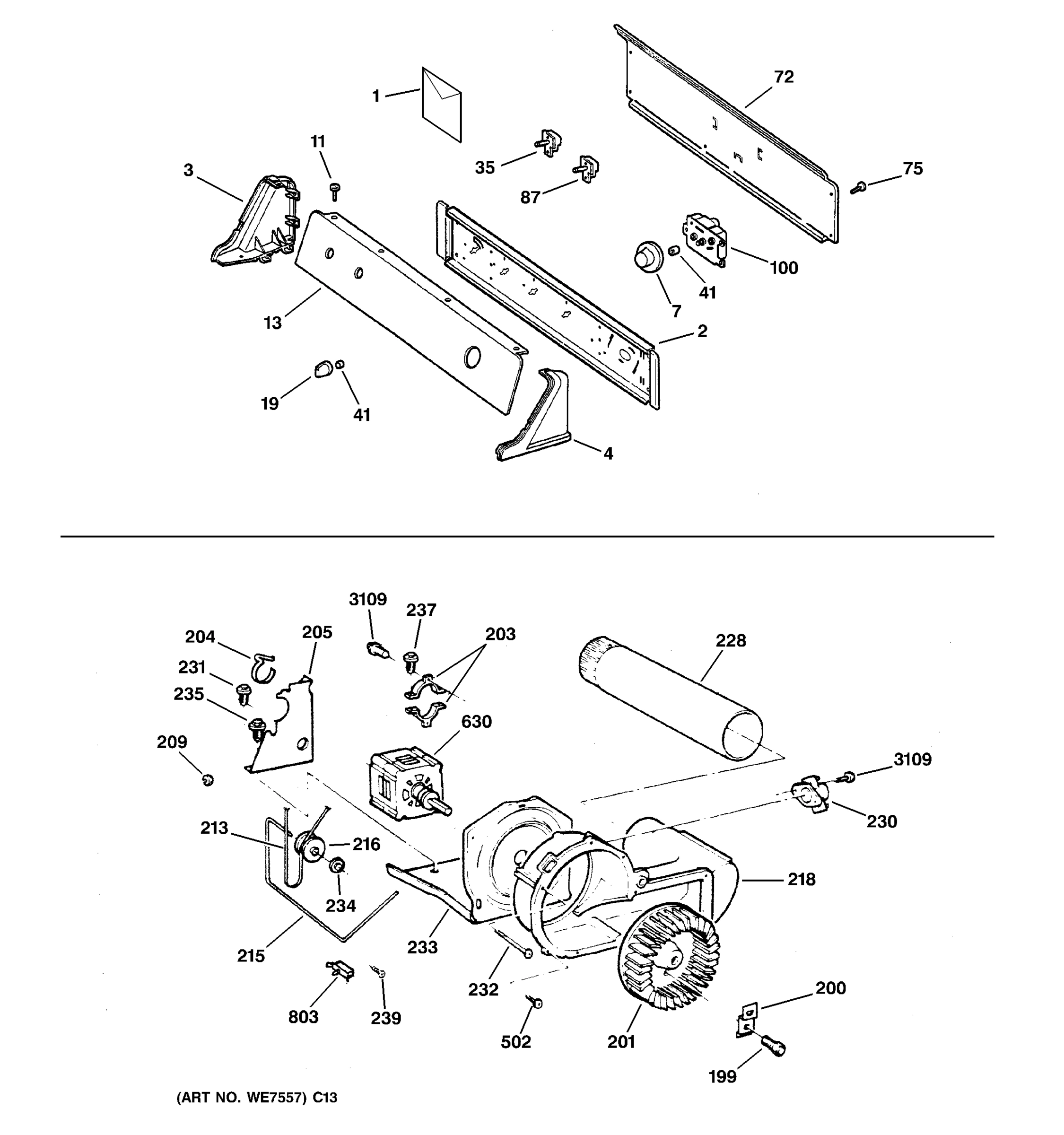 BACKSPLASH, BLOWER & MOTOR ASSEMBLY