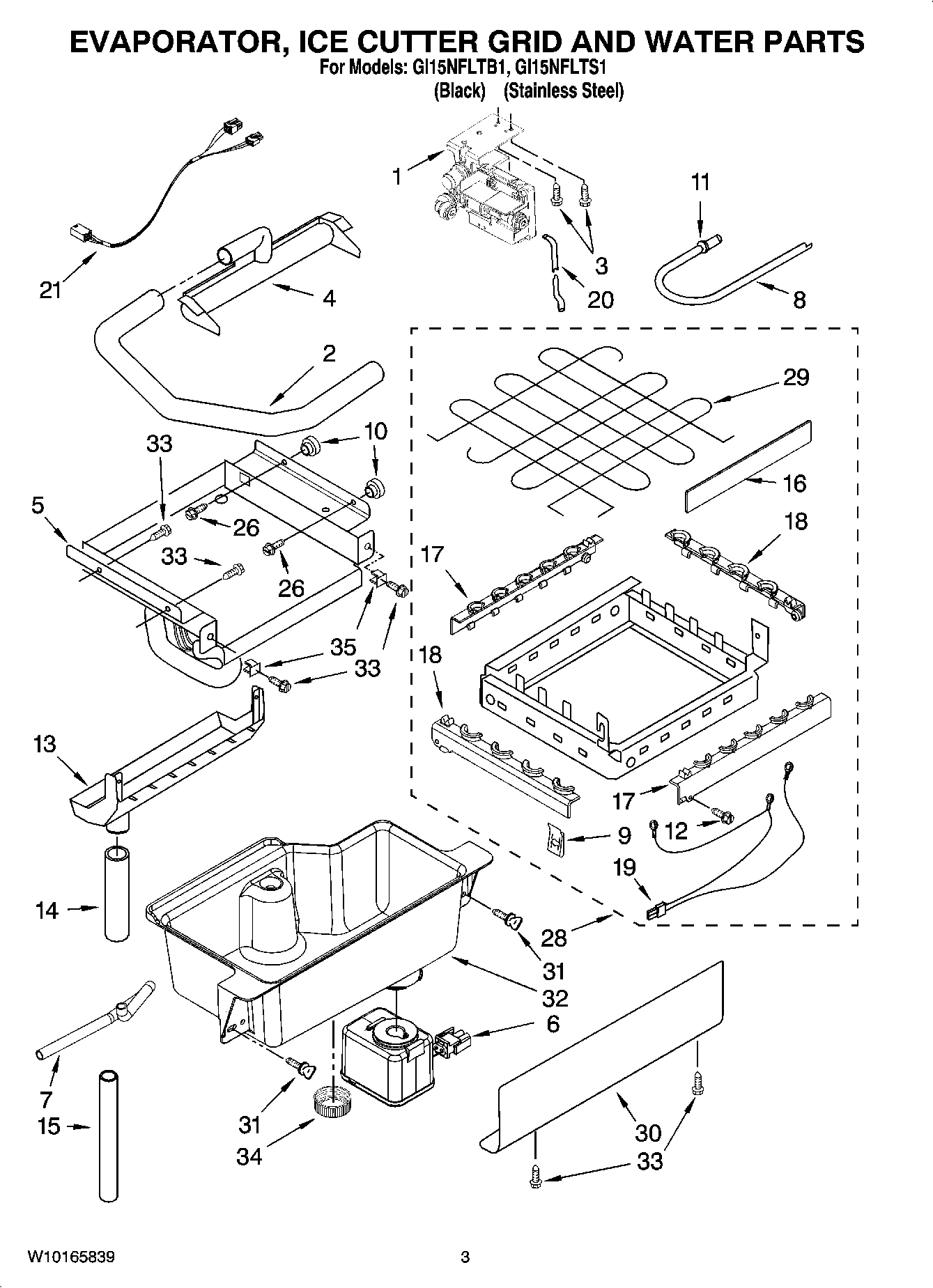 02 - EVAPORATOR, ICE CUTTER GRID AND WATER PARTS
