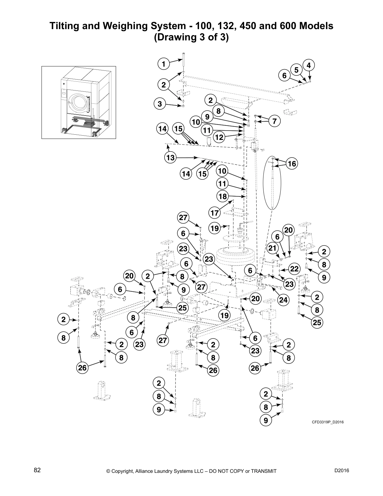 Tilting and Weighing System - 100, 132, 450 and 600 Models 
(Drawing 3 of 3)