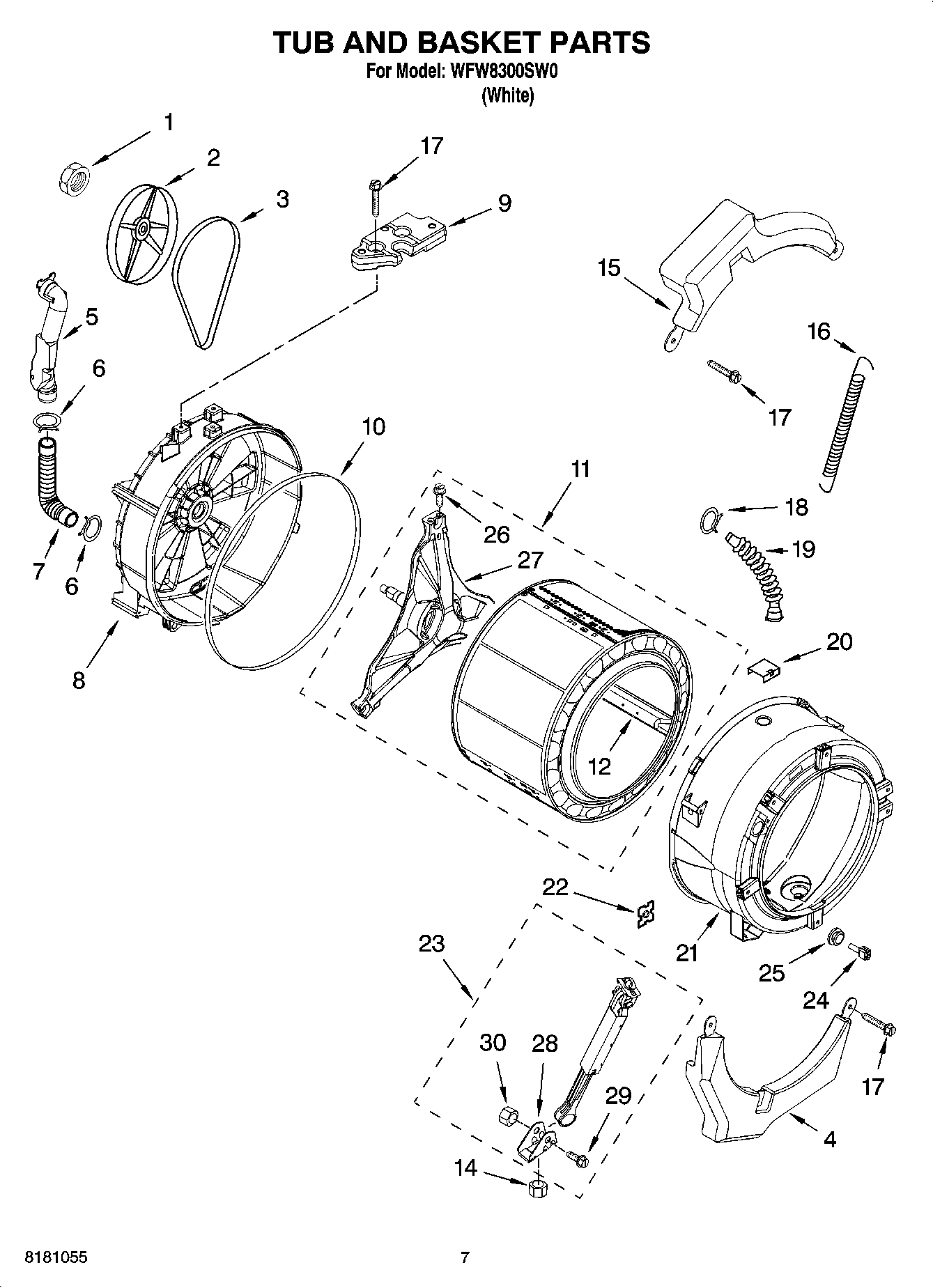 06 - TUB AND BASKET PARTS, OPTIONAL PARTS (NOT INCLUDED)