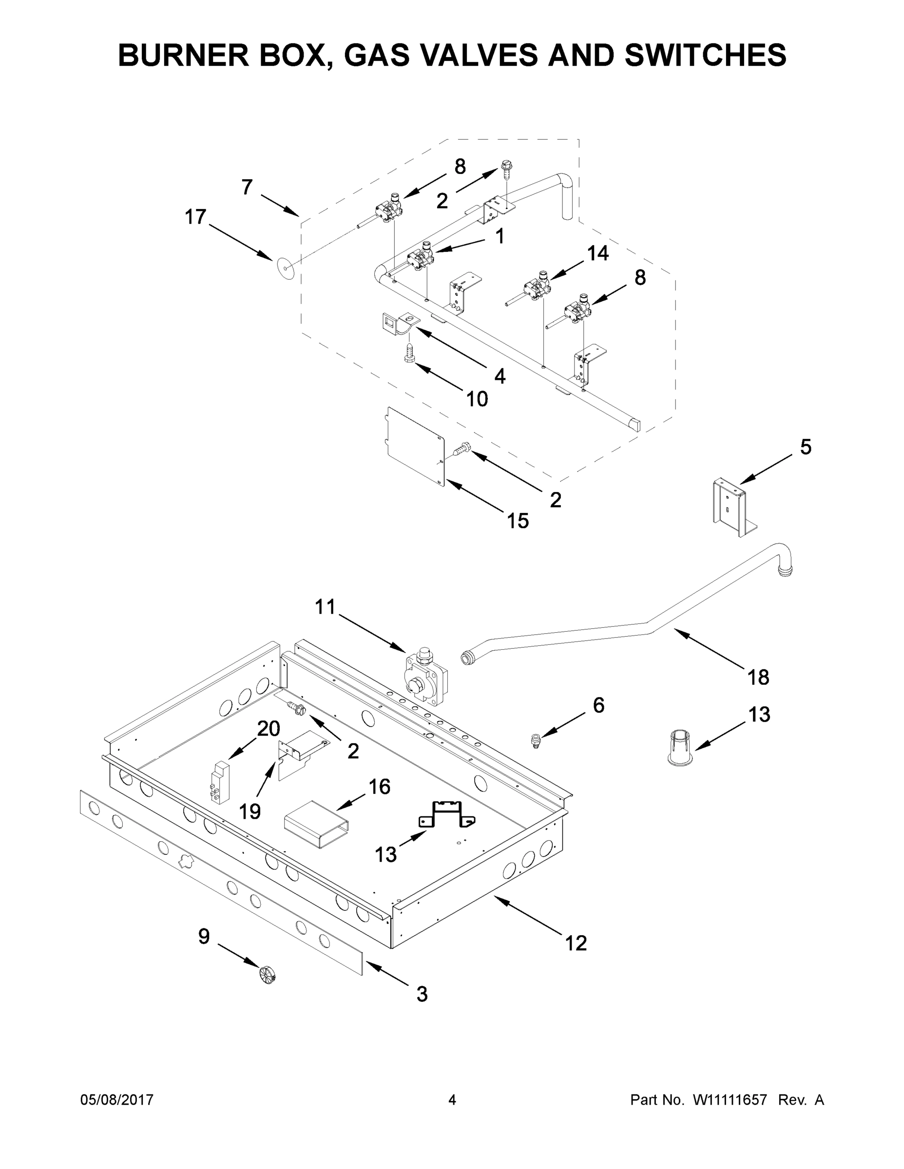 03 - BURNER BOX, GAS VALVES AND SWITCHES