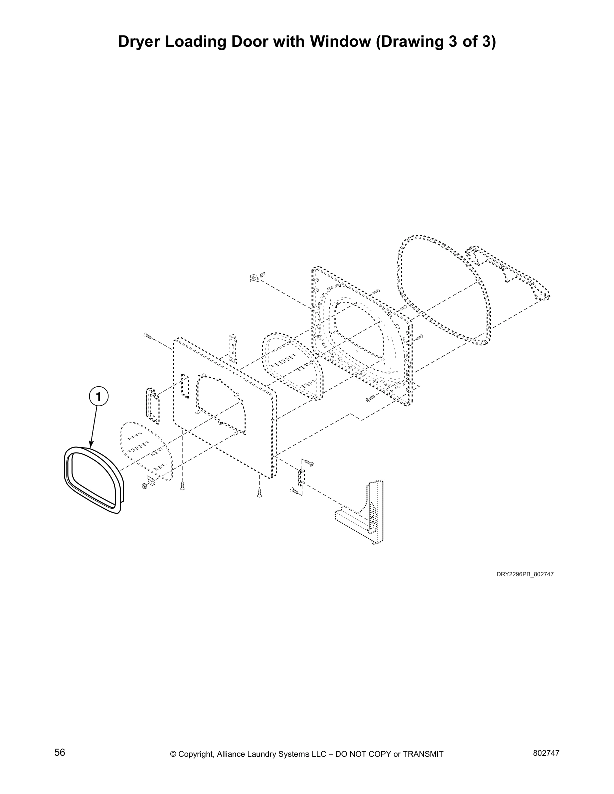 Dryer Loading Door with Window (Drawing 3 of 3)