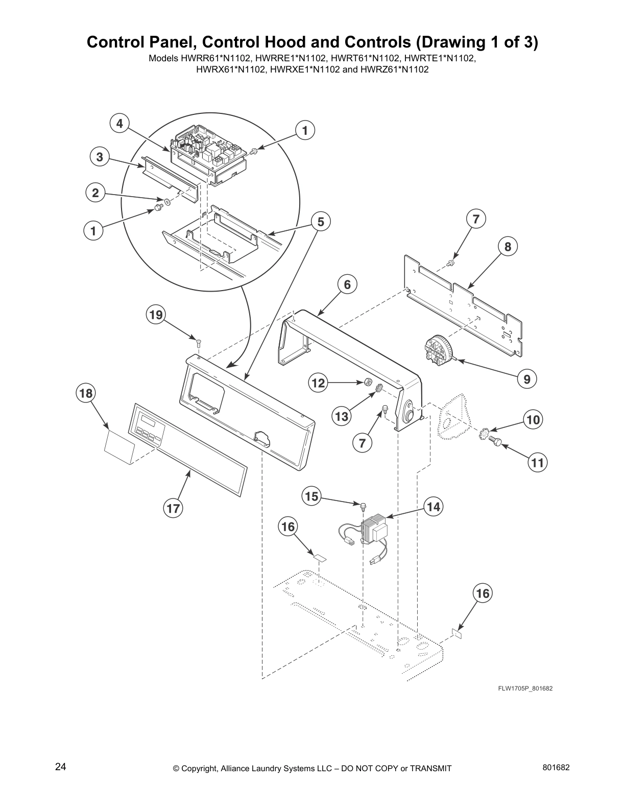 Control Panel, Control Hood and Controls (Drawing 1 of 3)
