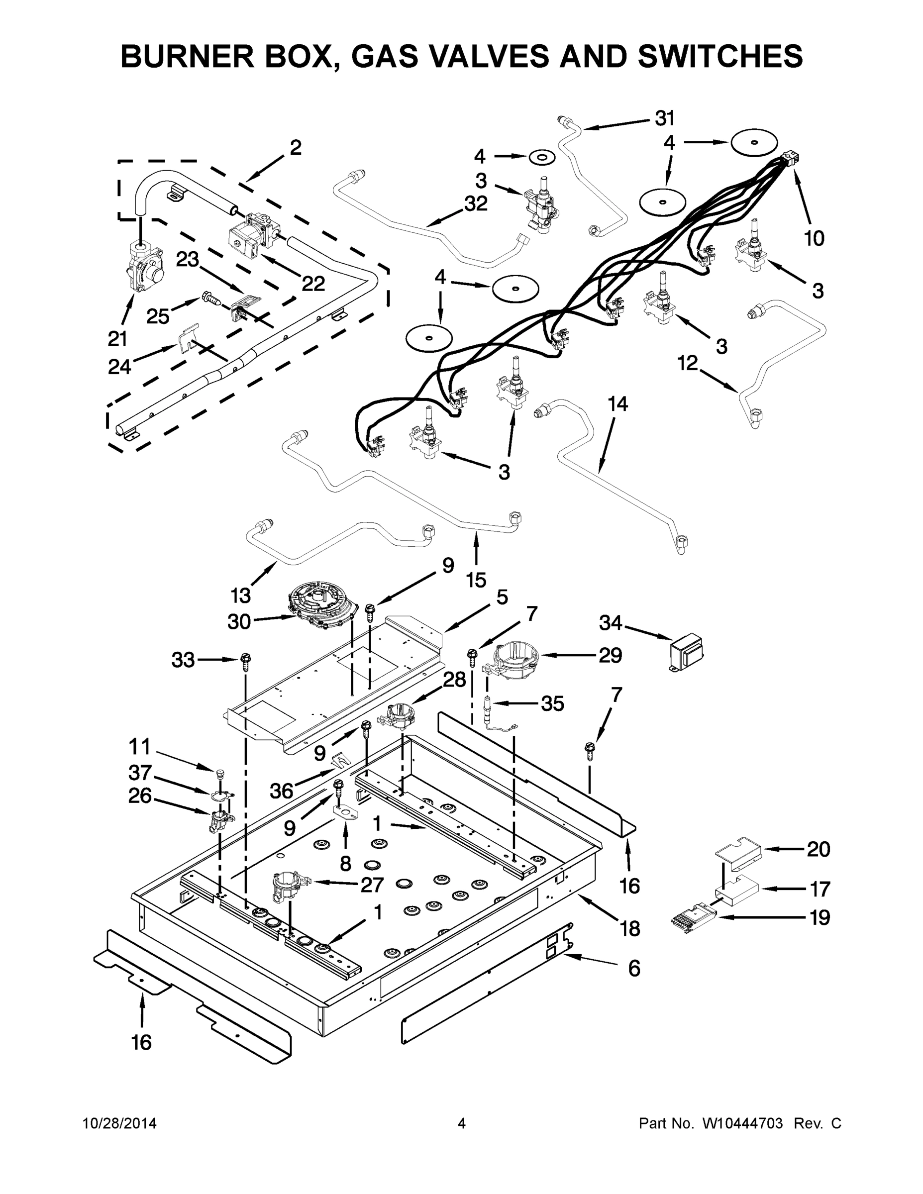 03 - BURNER BOX, GAS VALVES AND SWITCHES