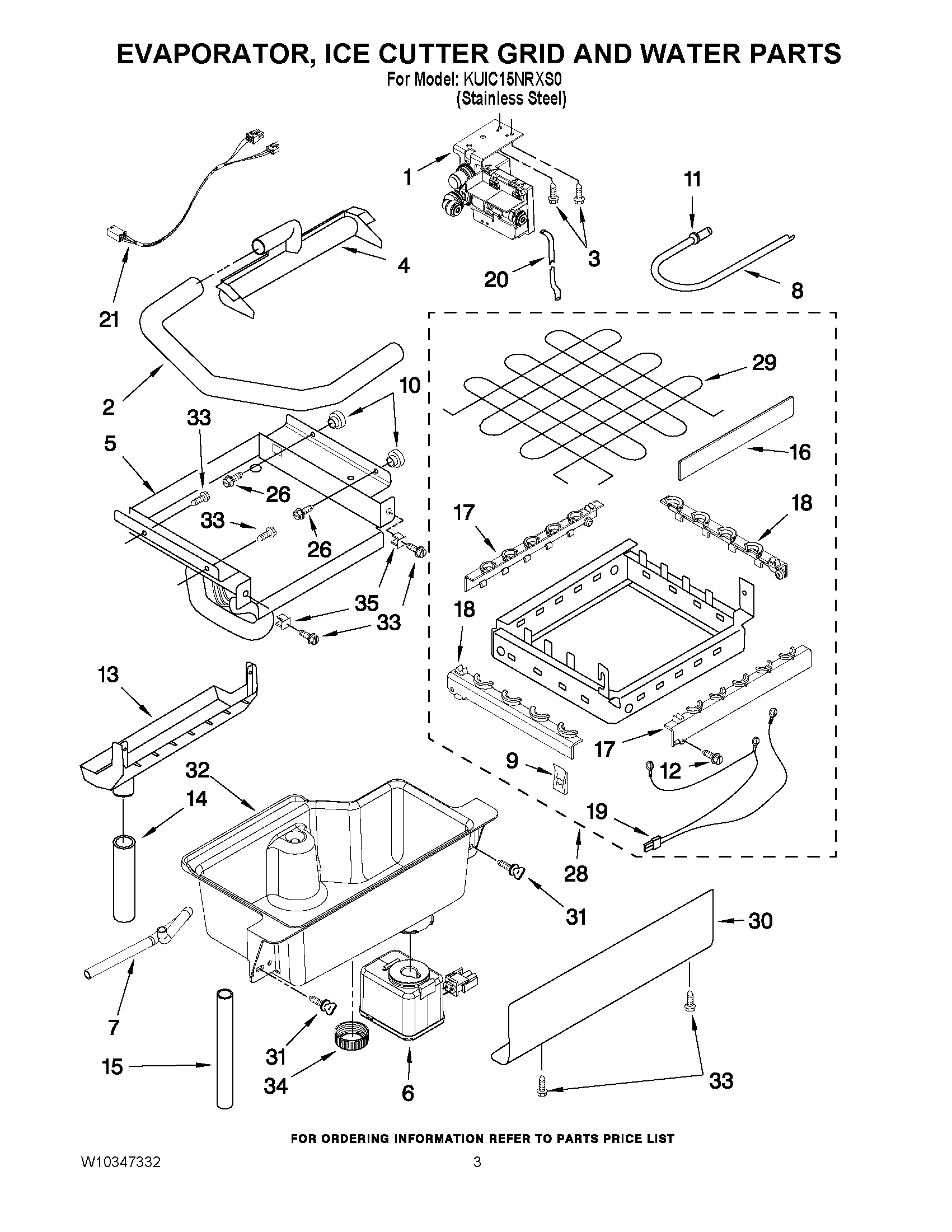 02 - EVAPORATOR, ICE CUTTER GRID AND WATER PARTS