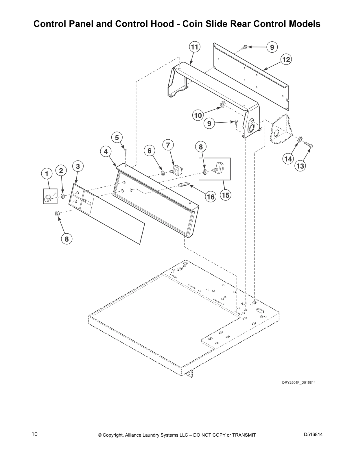 Control Panel and Control Hood - Coin Slide Rear Control Models