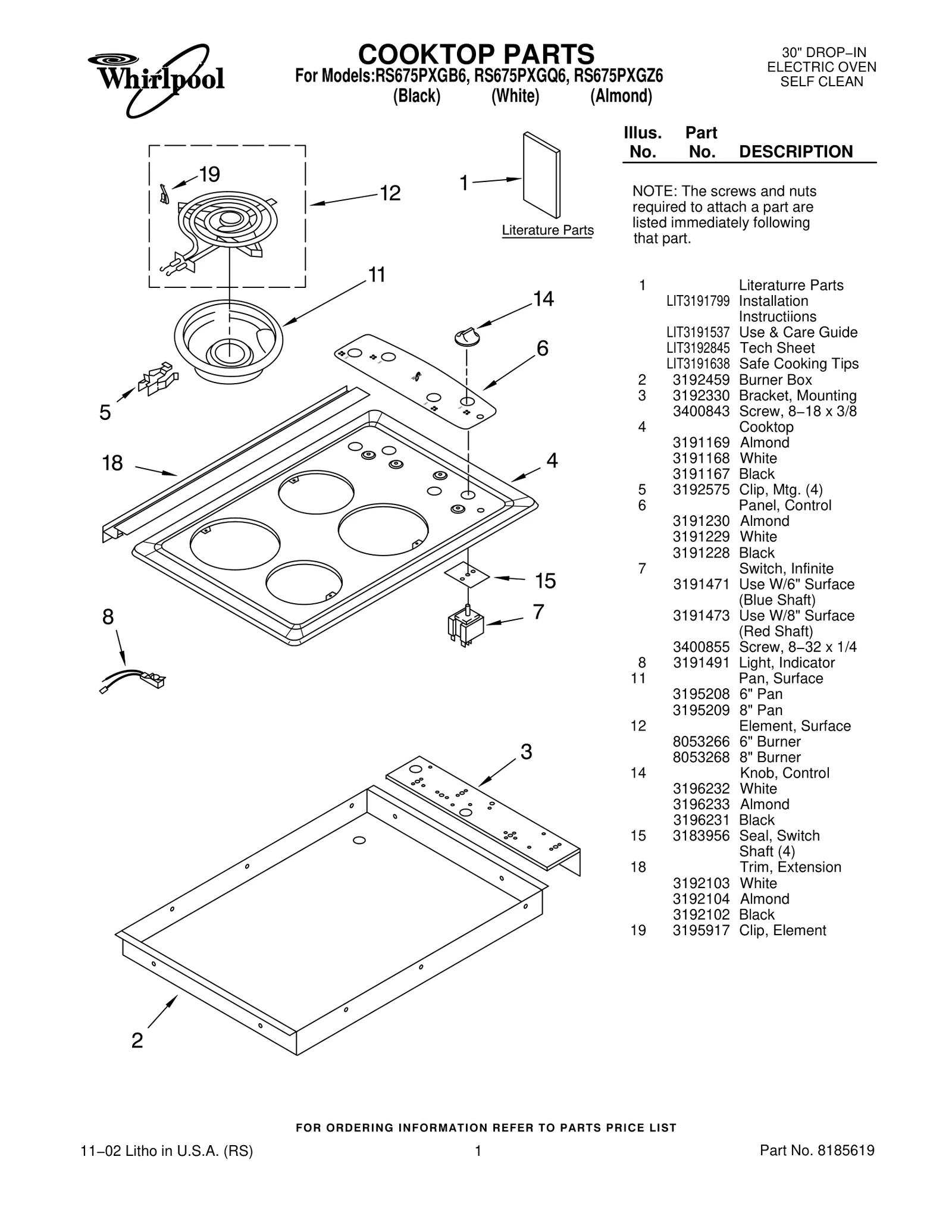 COOKTOP PARTS