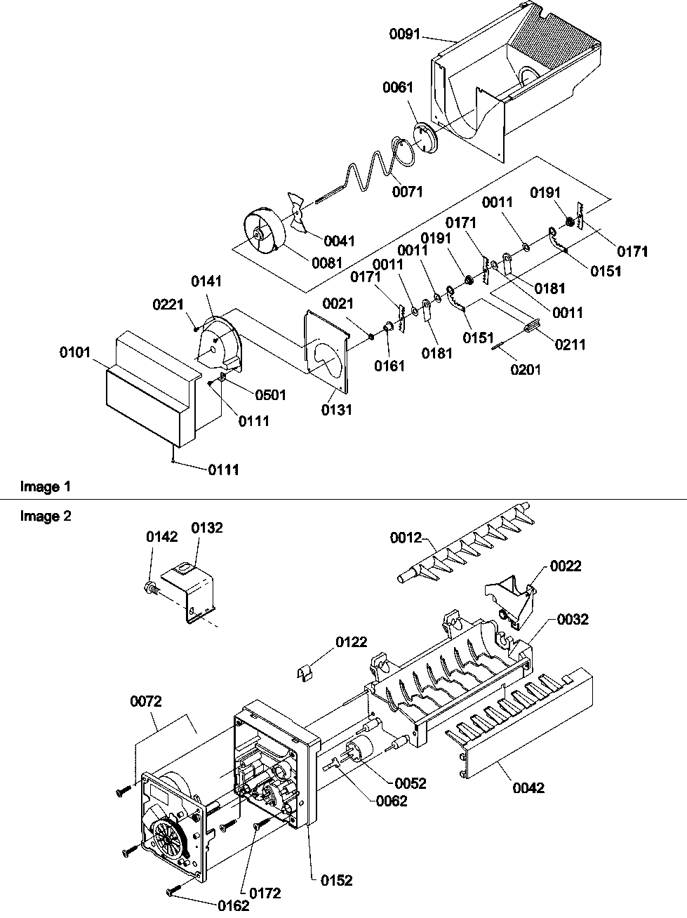 08 - Ice Bucket Auger and Ice Maker Parts