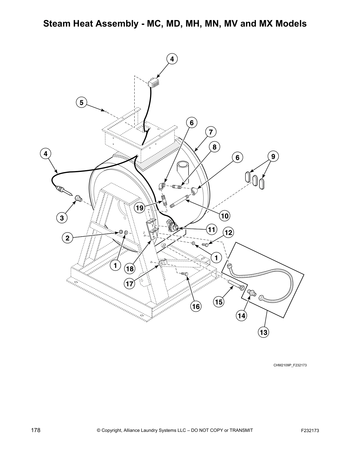 Steam Heat Assembly - MC, MD, MH, MN, MV and MX Models