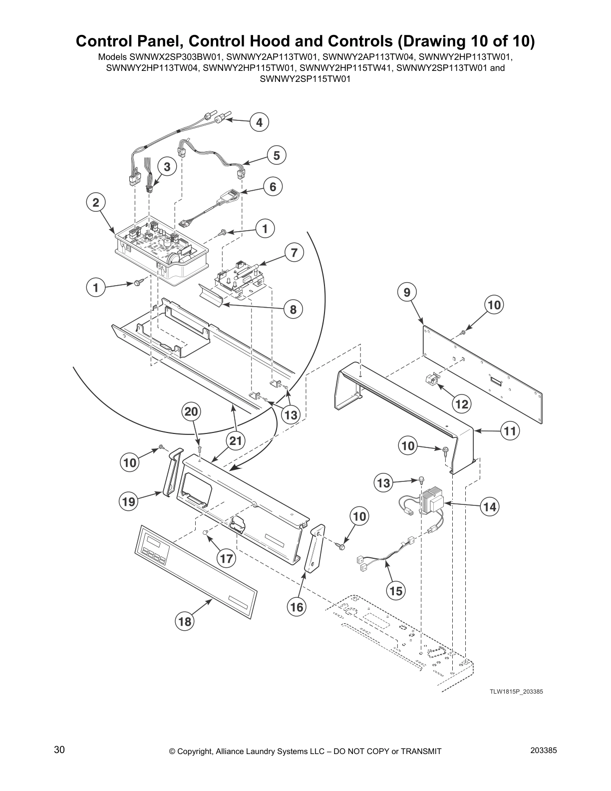 Control Panel, Control Hood and Controls (Drawing 10 of 10)