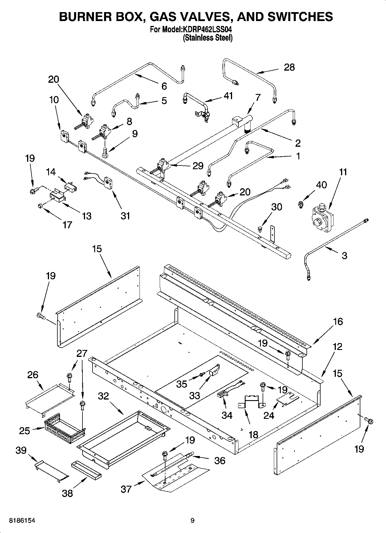 07 - BURNER BOX, GAS VALVES, AND SWITCHES