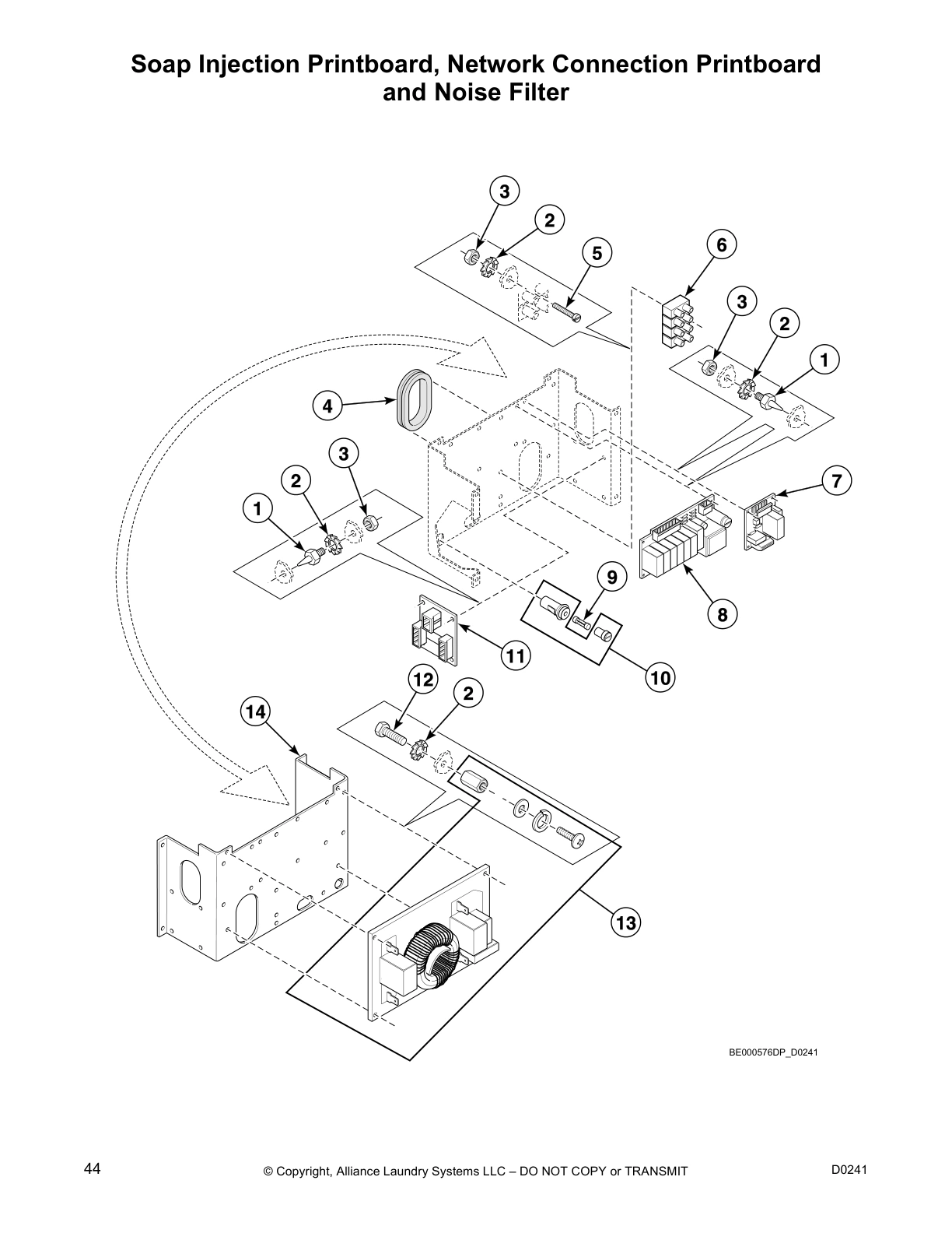 Soap Injection Printboard, Network Connection Printboard
and Noise Filter