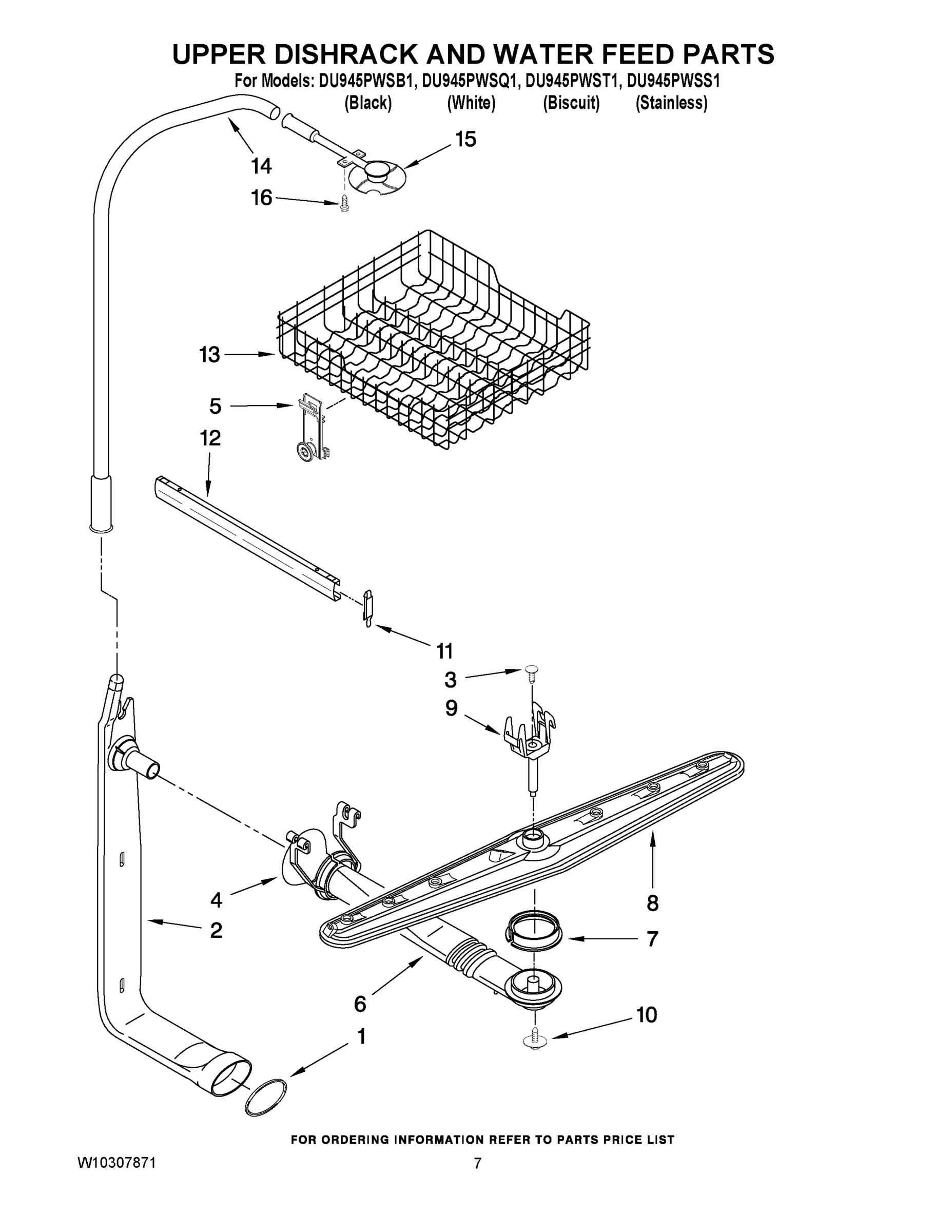 05 - UPPER DISHRACK AND WATER FEED PARTS