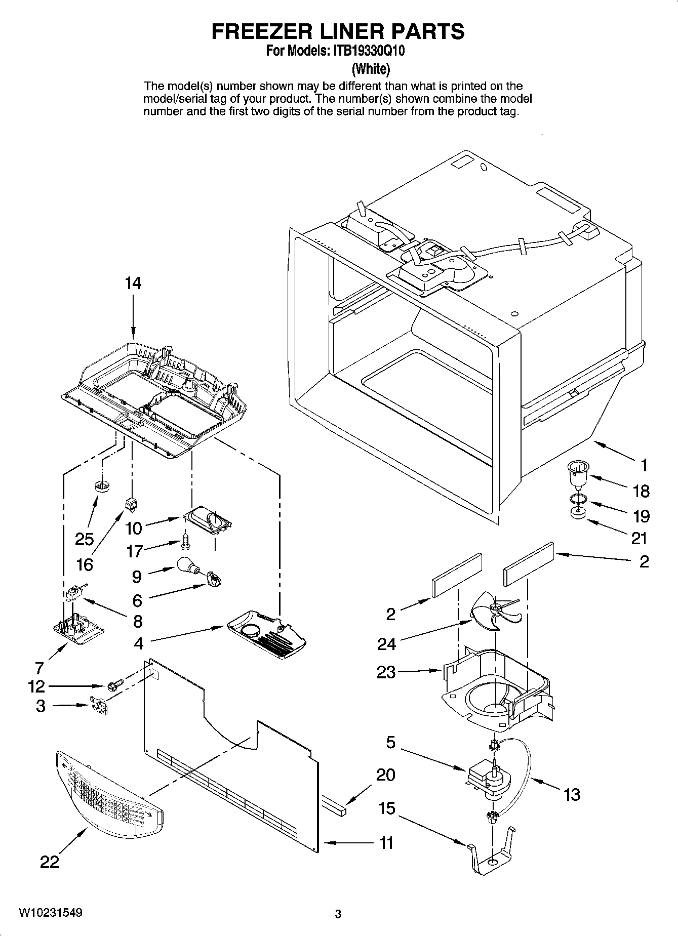 02 - FREEZER LINER PARTS
