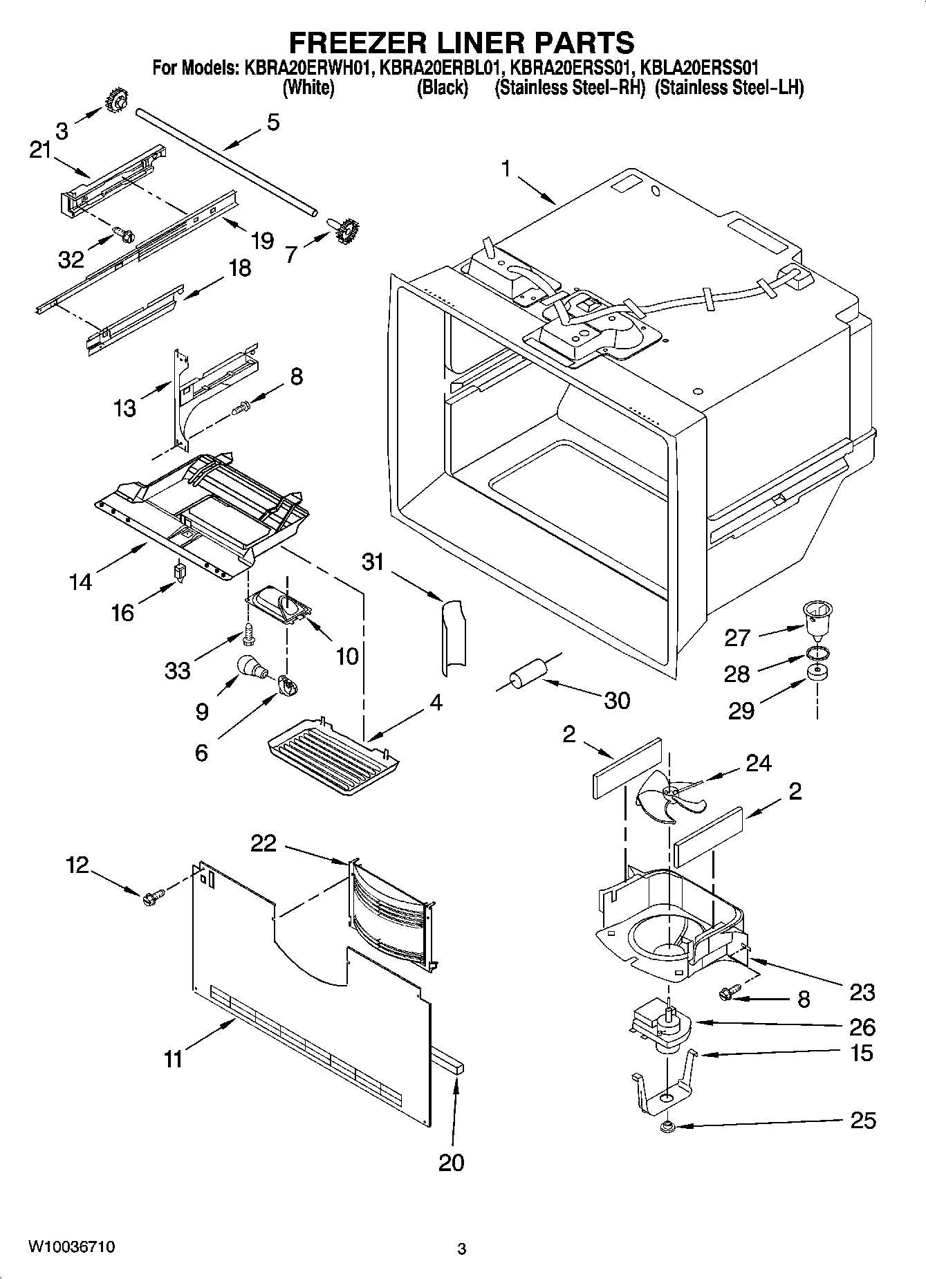 02 - FREEZER LINER PARTS