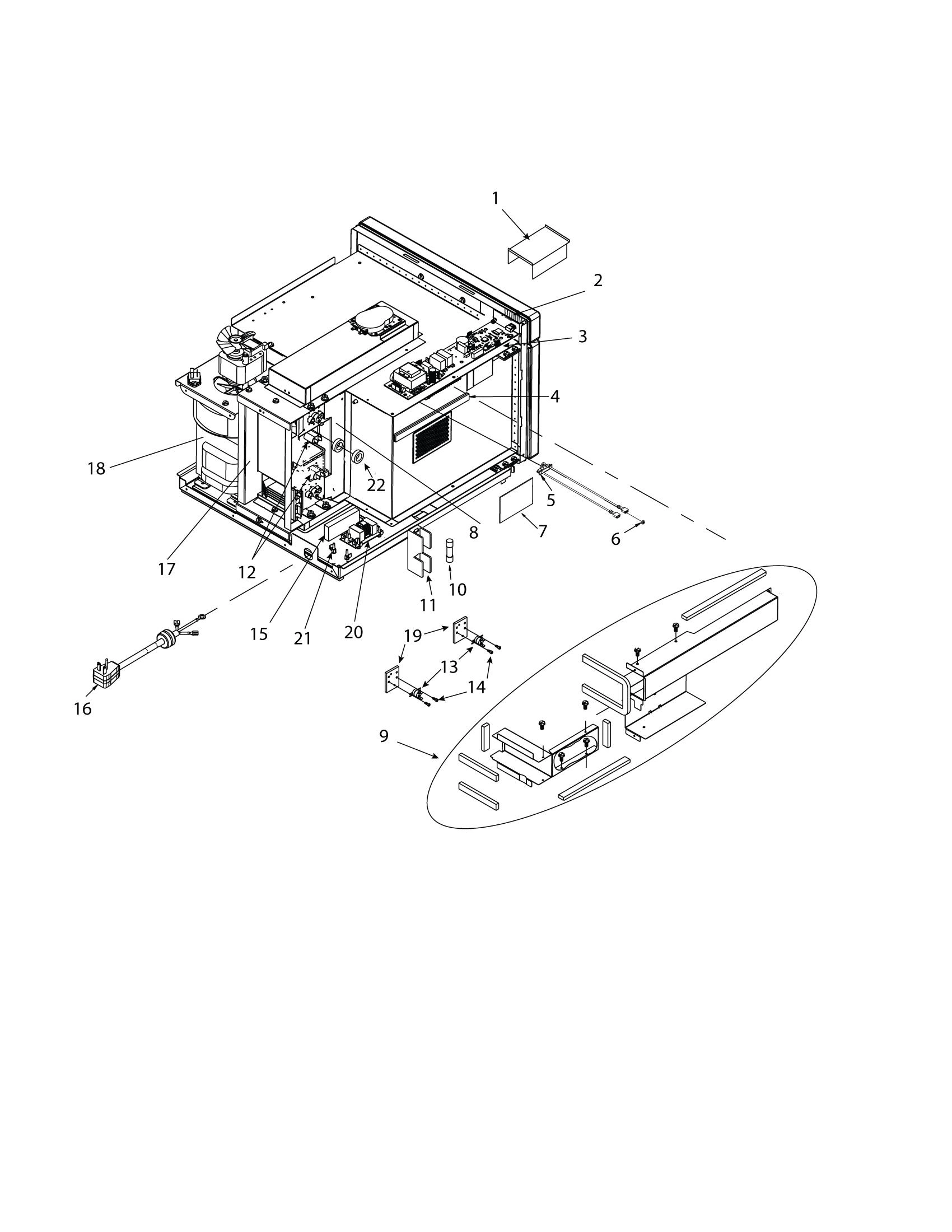 CONTROL BOARD, MAGNETRON, FUSE, DUCTS