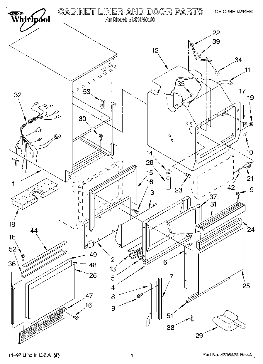 01 - CABINET LINER AND DOOR, LIT/OPTIONAL