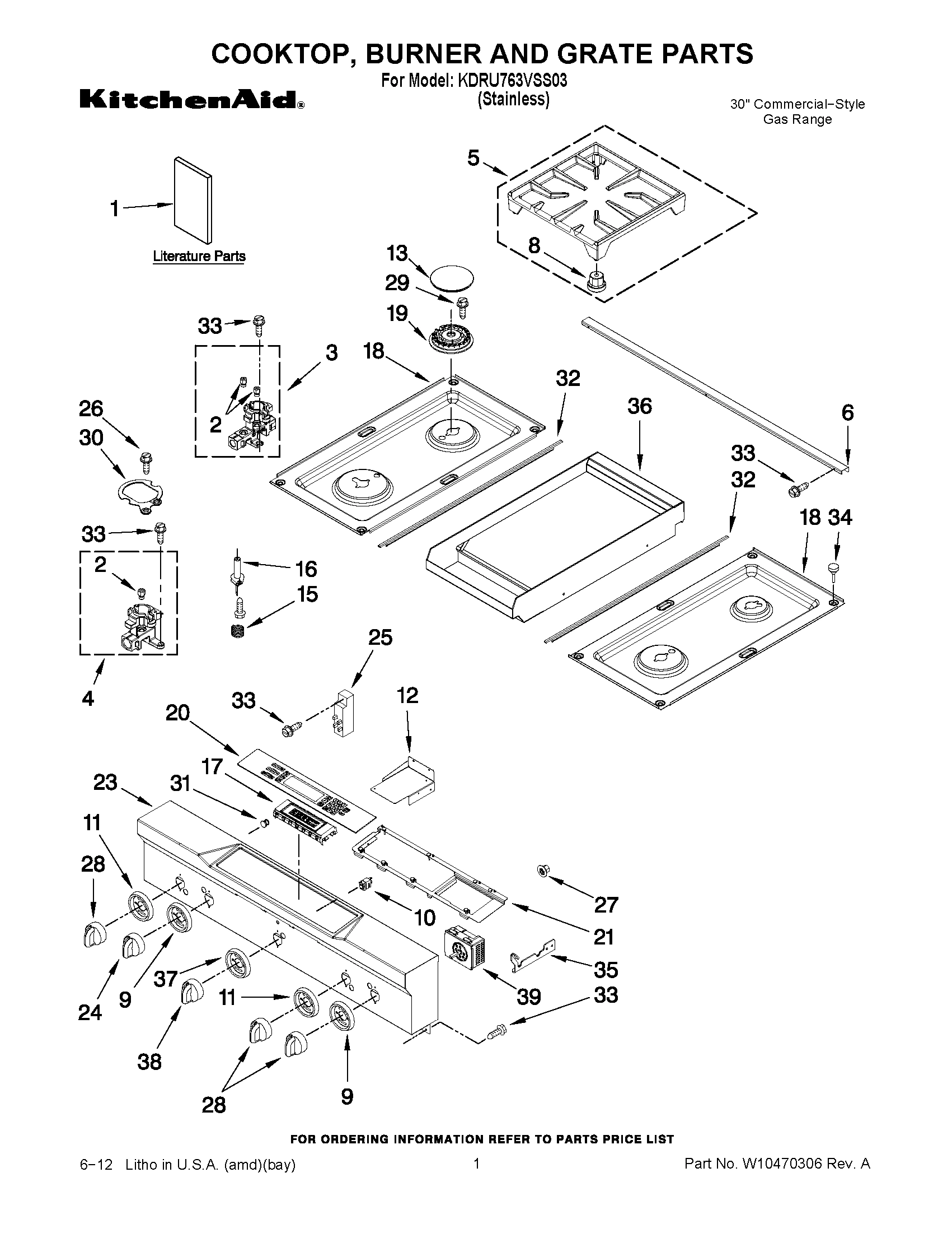 01 - COOKTOP, BURNER AND GRATE PARTS