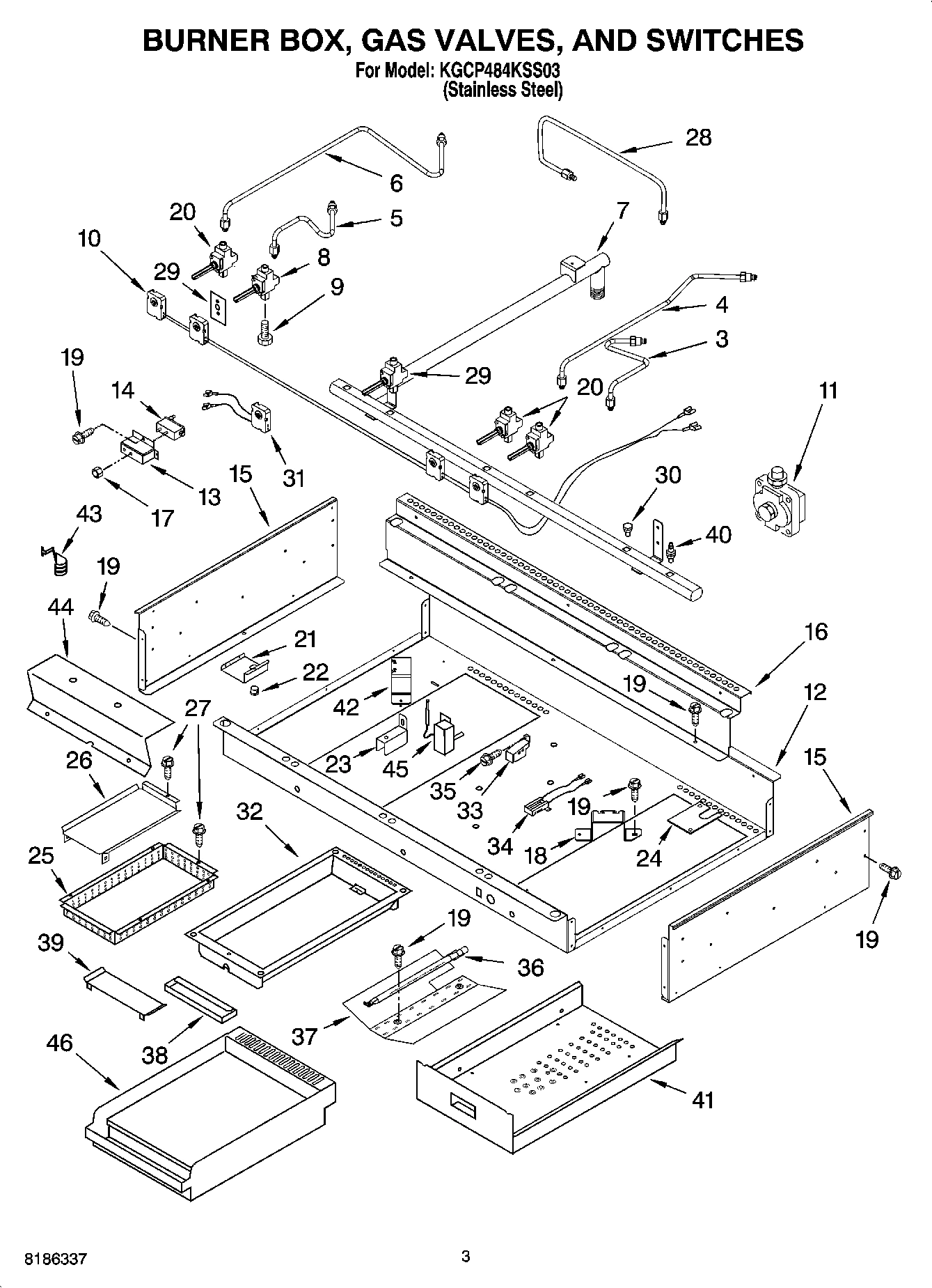 02 - BURNER BOX, GAS VALVES, AND SWITCHES, OPTIONAL PARTS