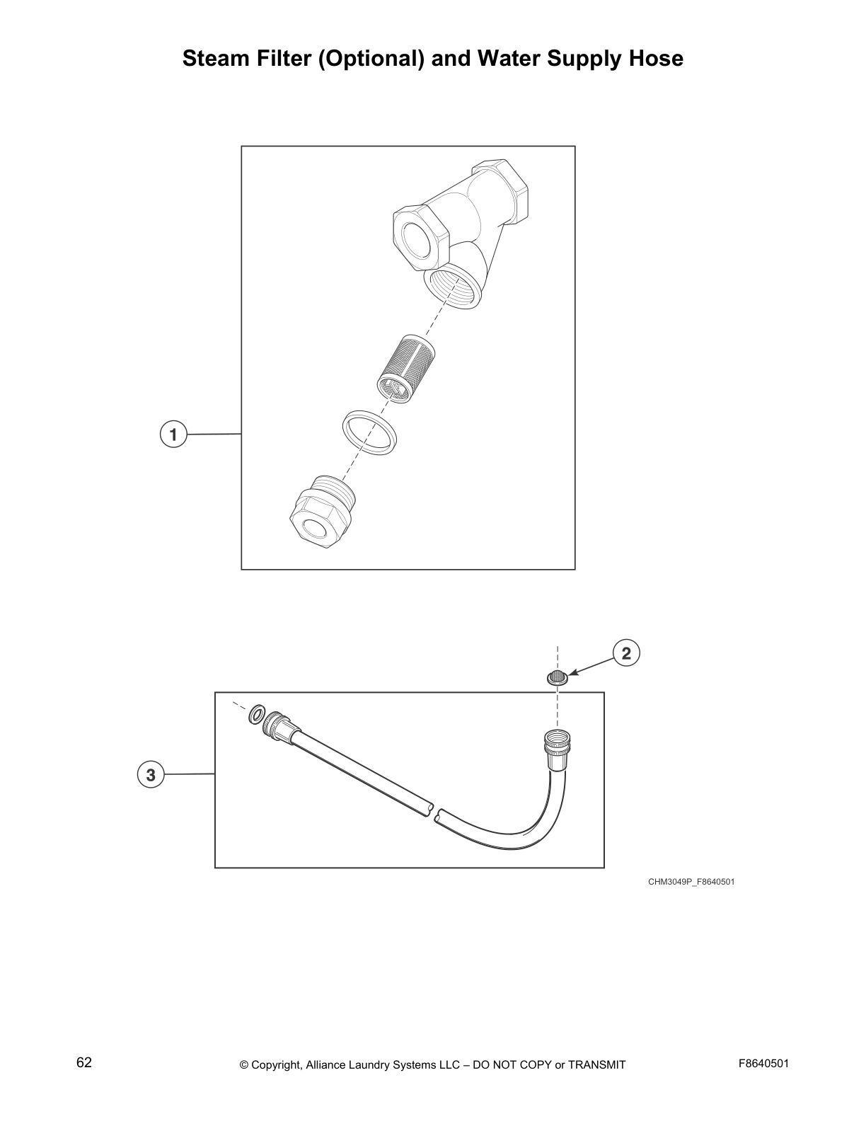 Steam Filter (Optional) and Water Supply Hose
