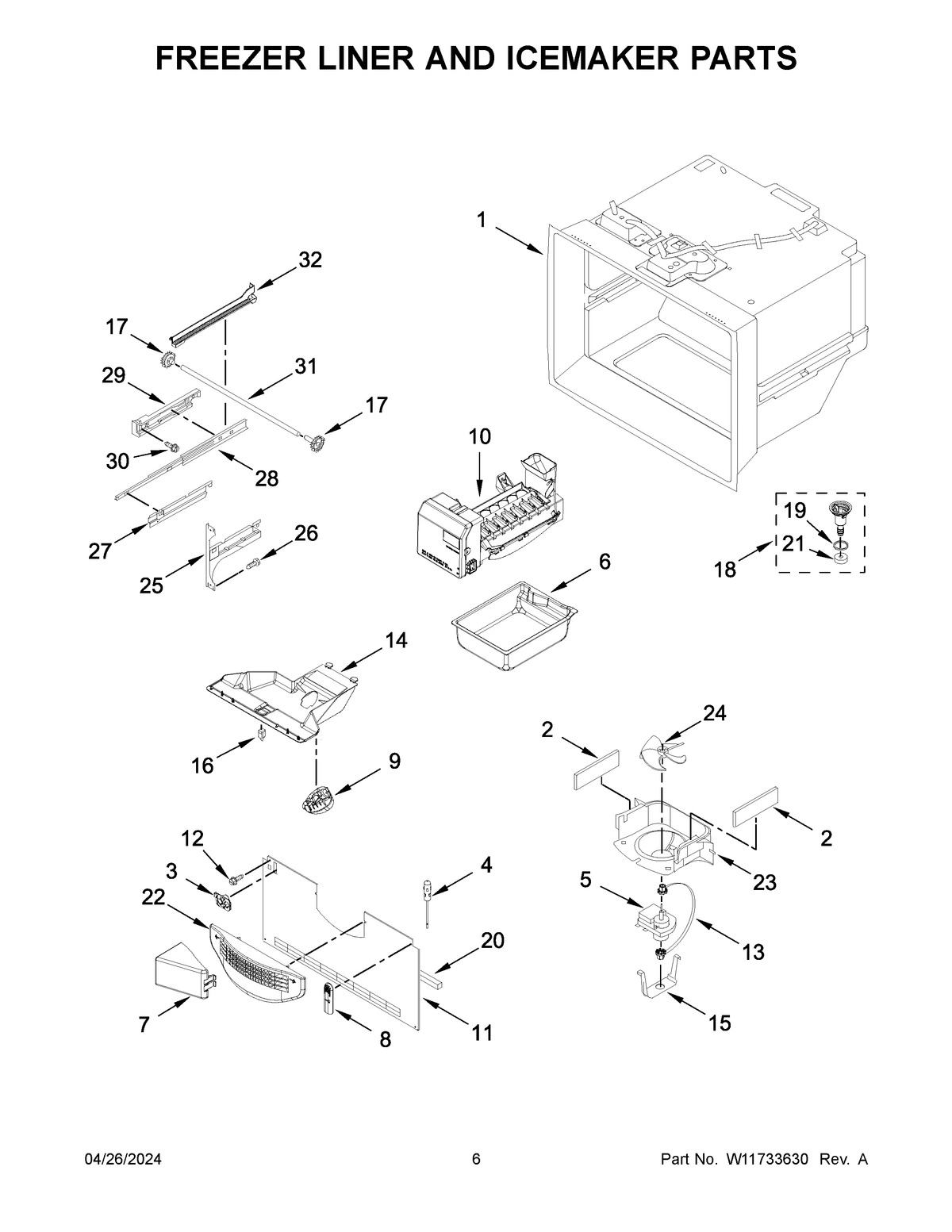 04 - FREEZER LINER AND ICEMAKER PARTS