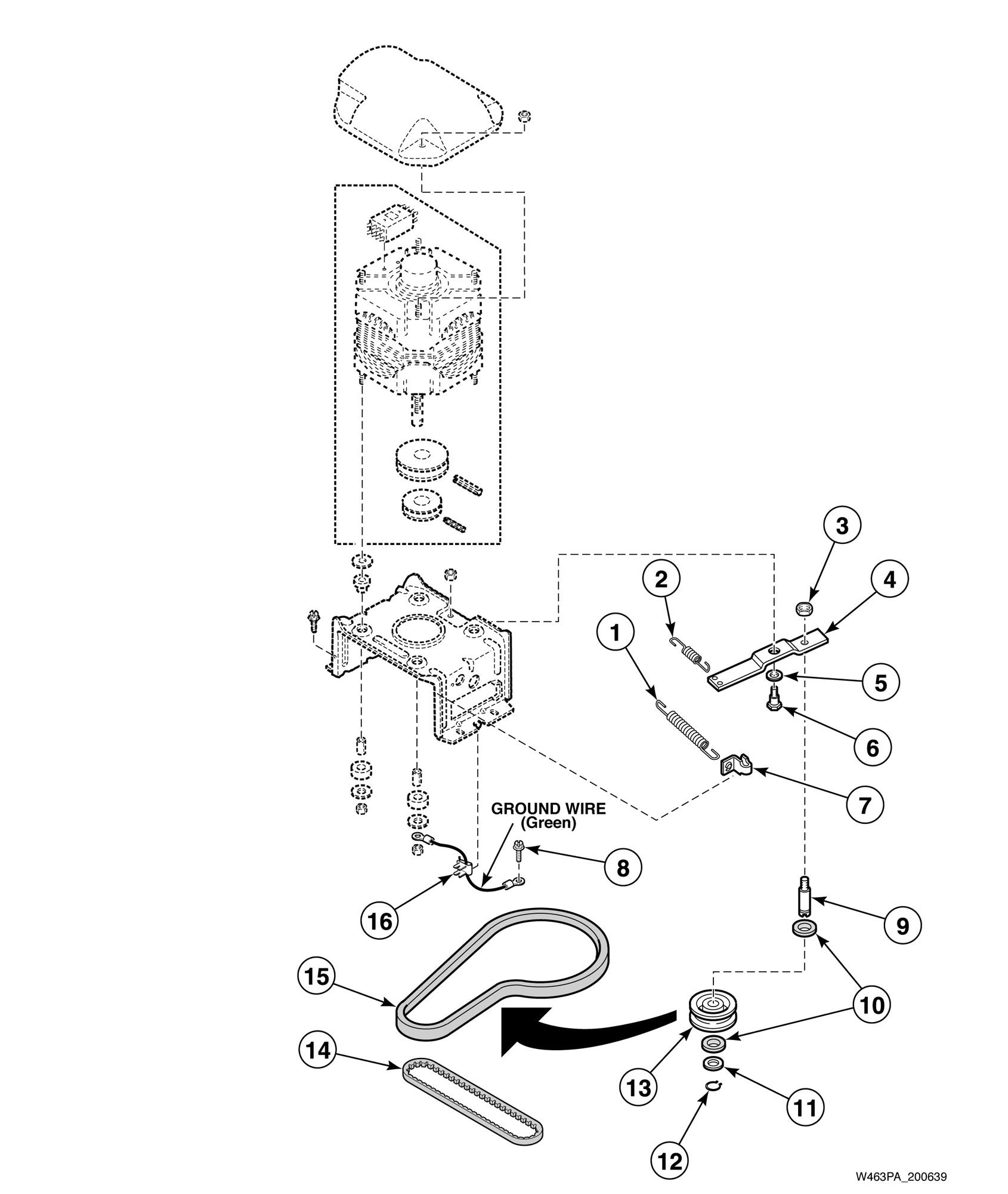 Belts and Idler Assembly - Models Starting Serial No. C3486774