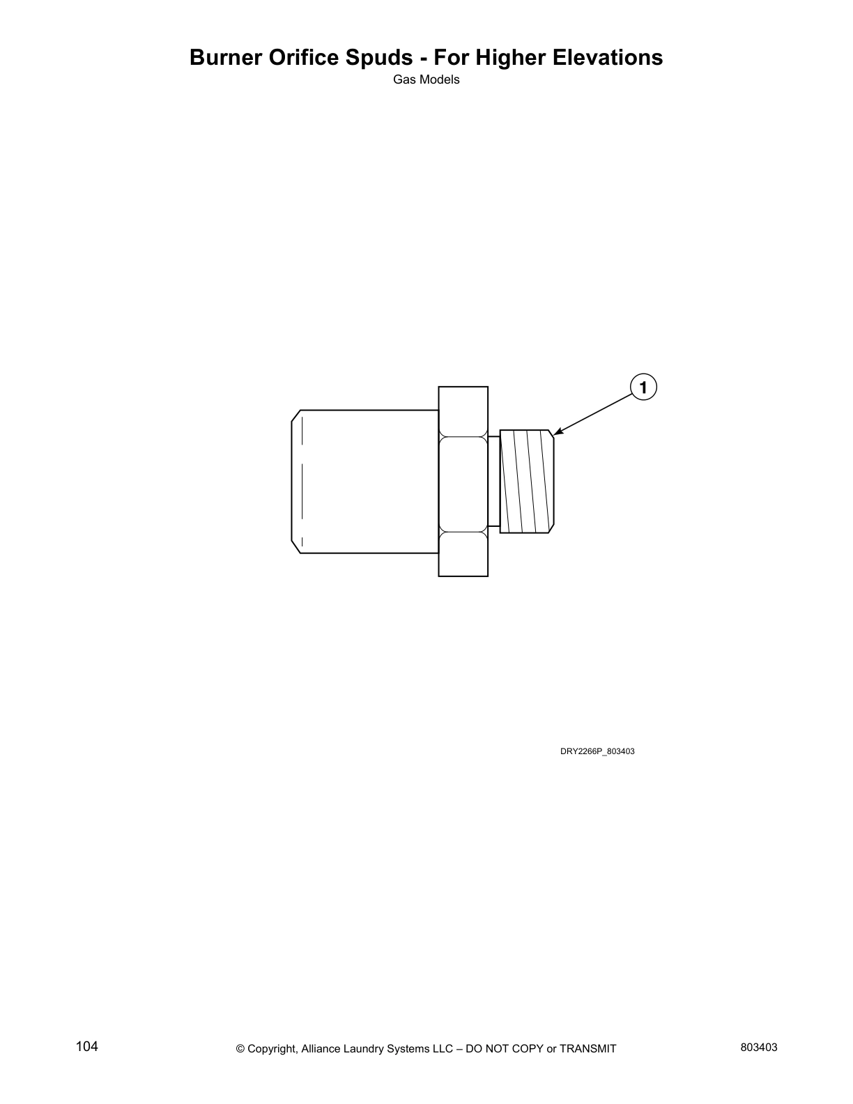 Burner Orifice Spuds - For Higher Elevations