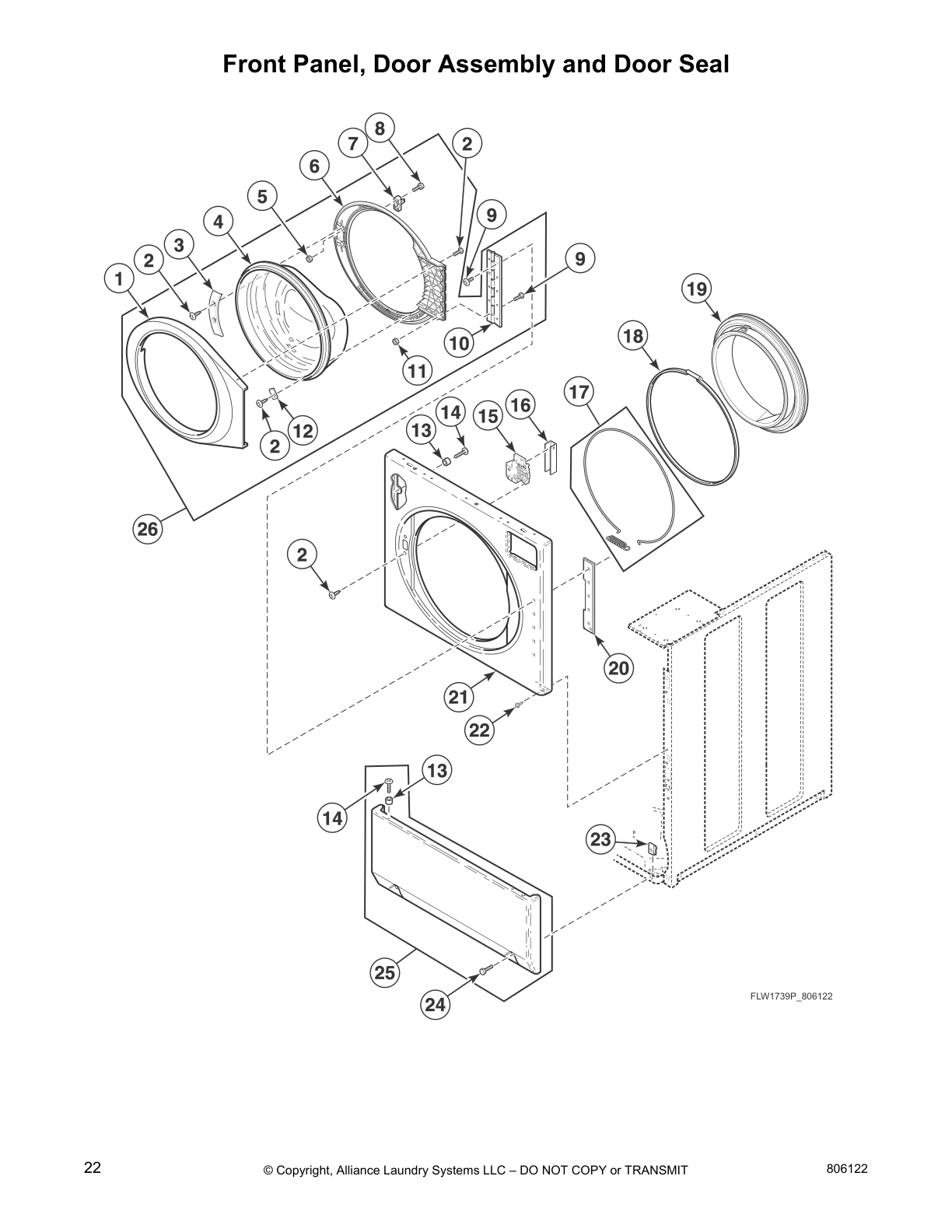 Front Panel, Door Assembly and Door Seal