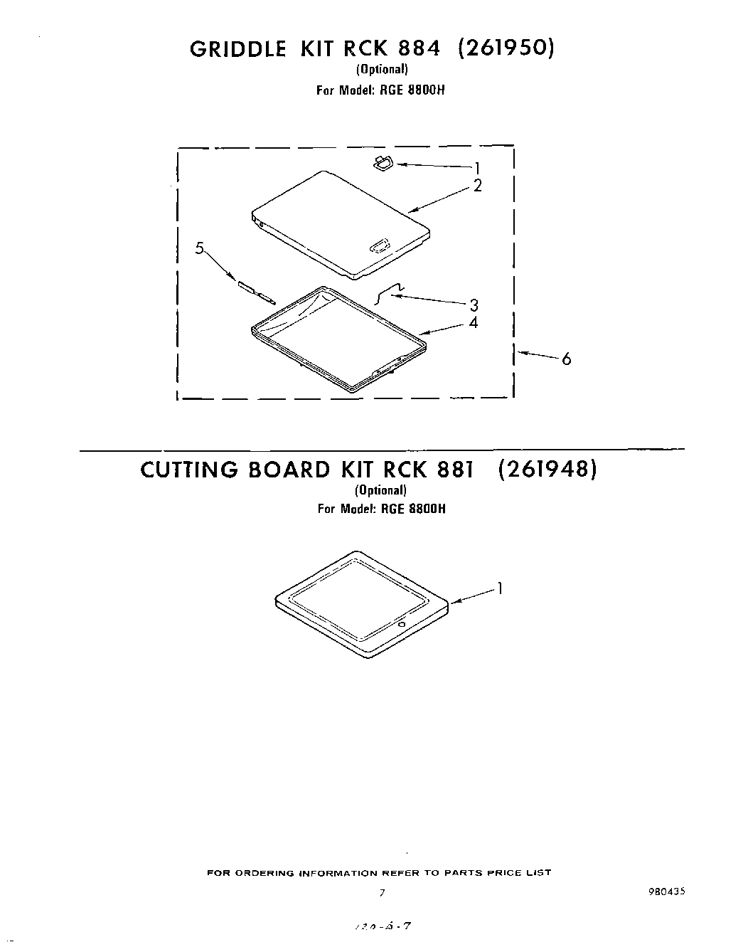 07 - GRIDDLE RCK884(261950), CUTTING BOARD