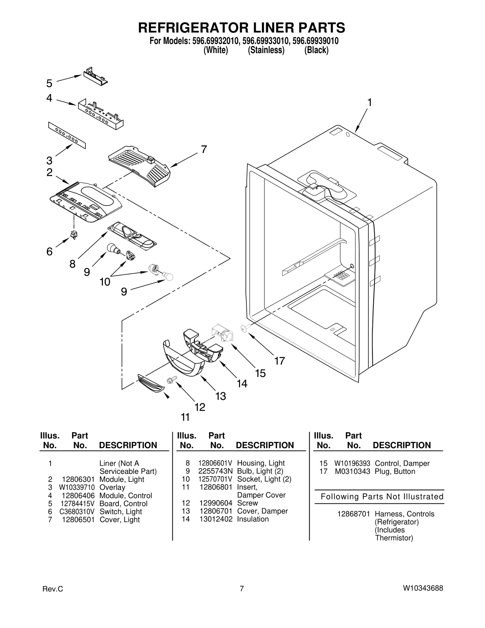 REFRIGERATOR LINER PARTS