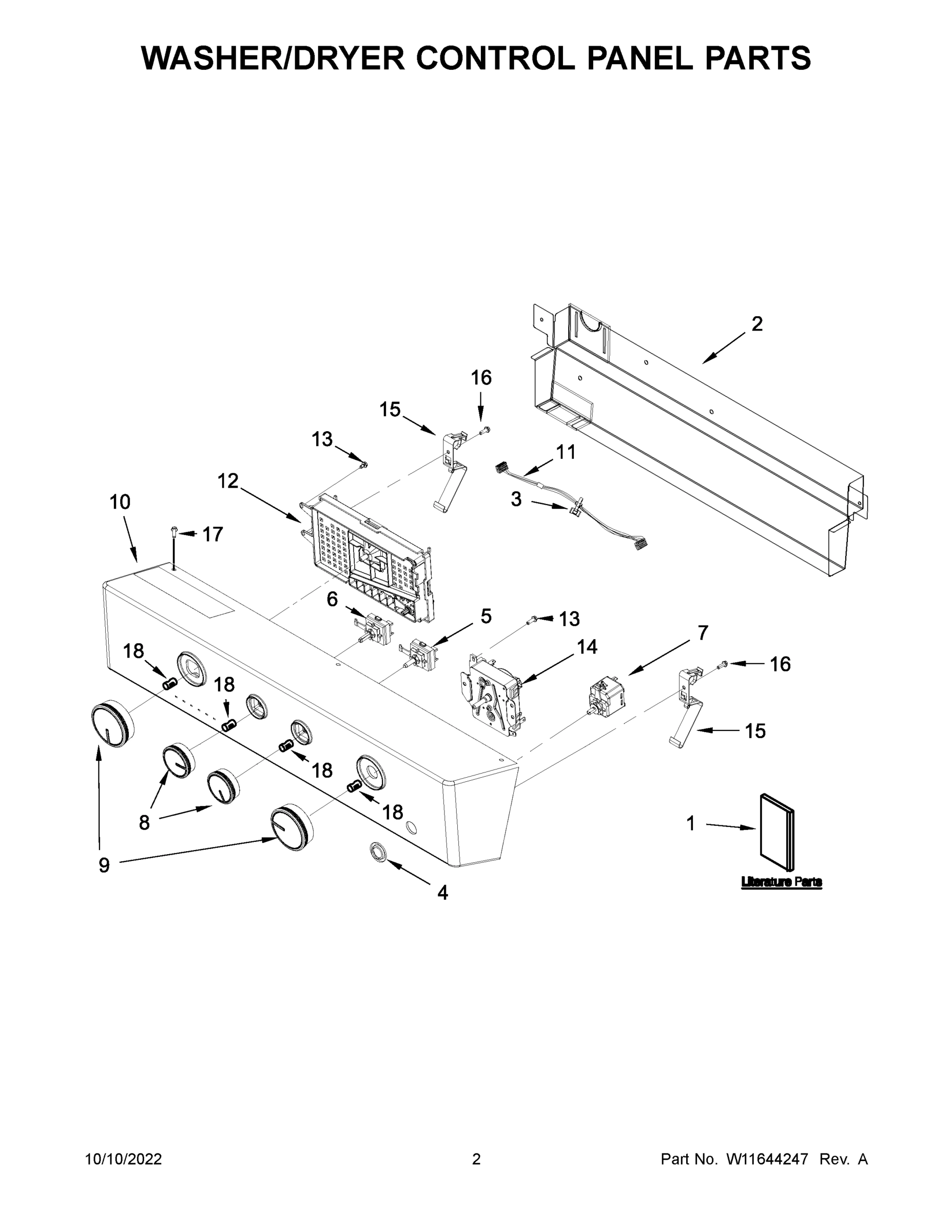 02 - WASHER/DRYER CONTROL PANEL PARTS