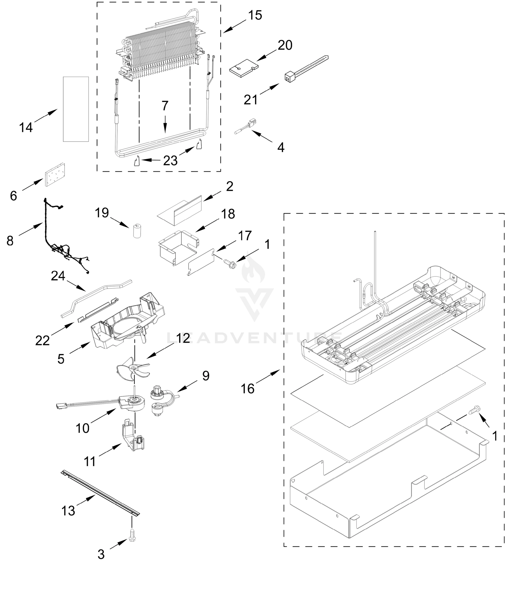 LOWER UNIT AND TUBE PARTS