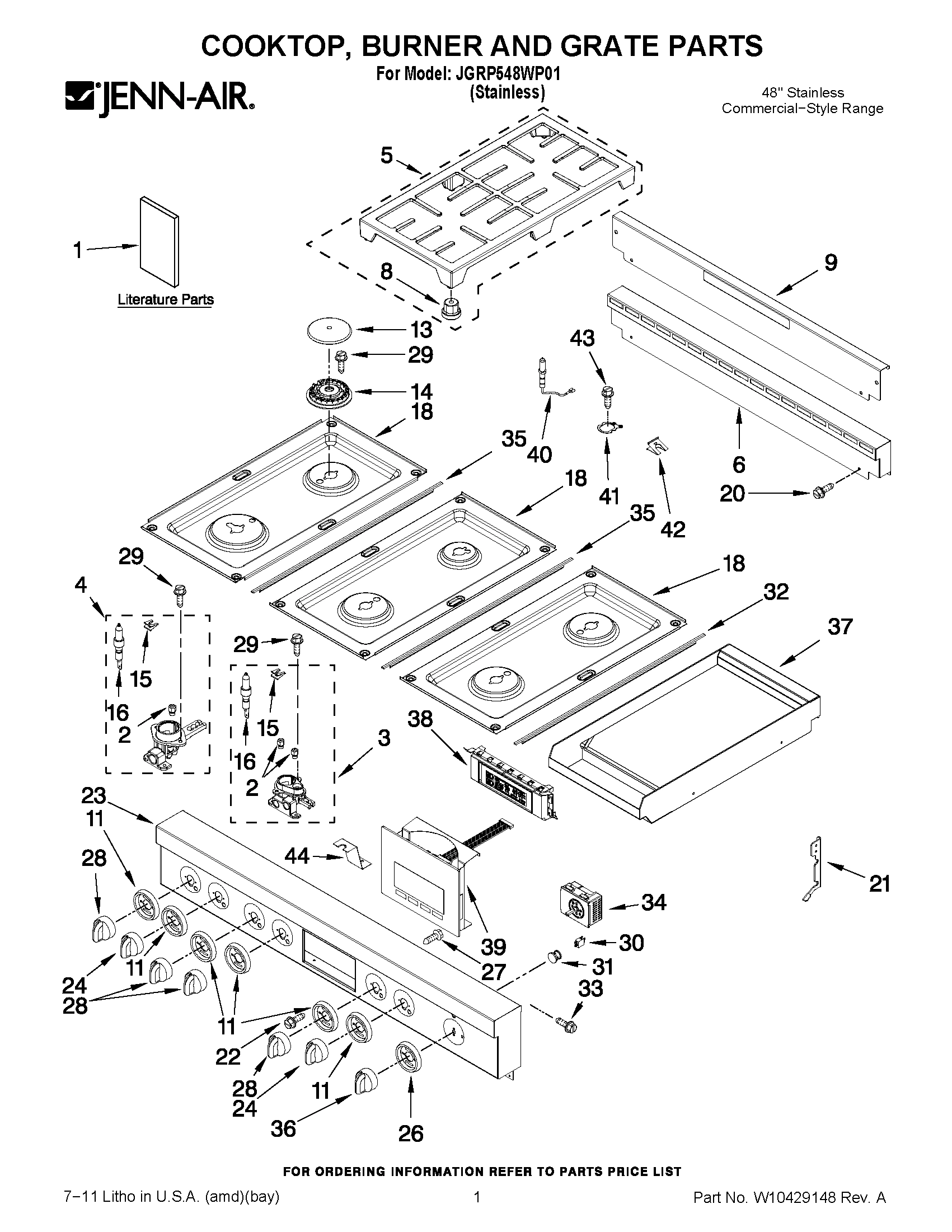 01 - COOKTOP, BURNER AND GRATE PARTS