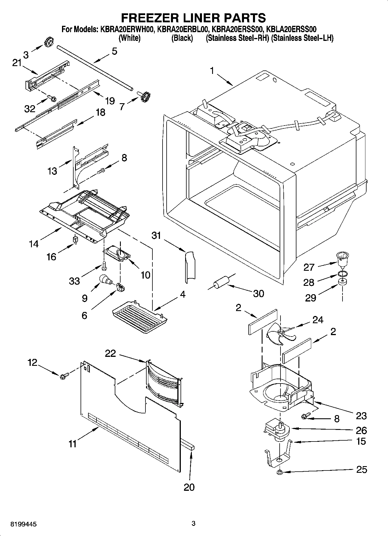 02 - FREEZER LINER PARTS