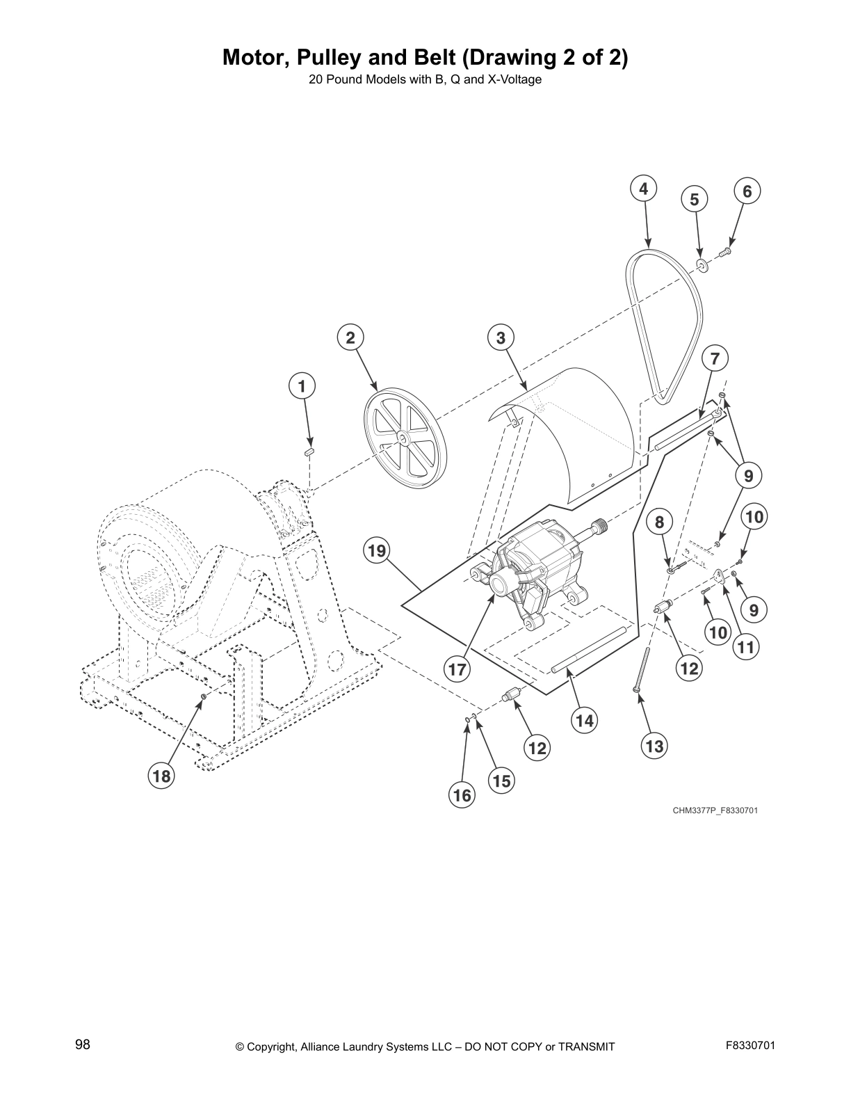 Motor, Pulley and Belt (Drawing 2 of 2)