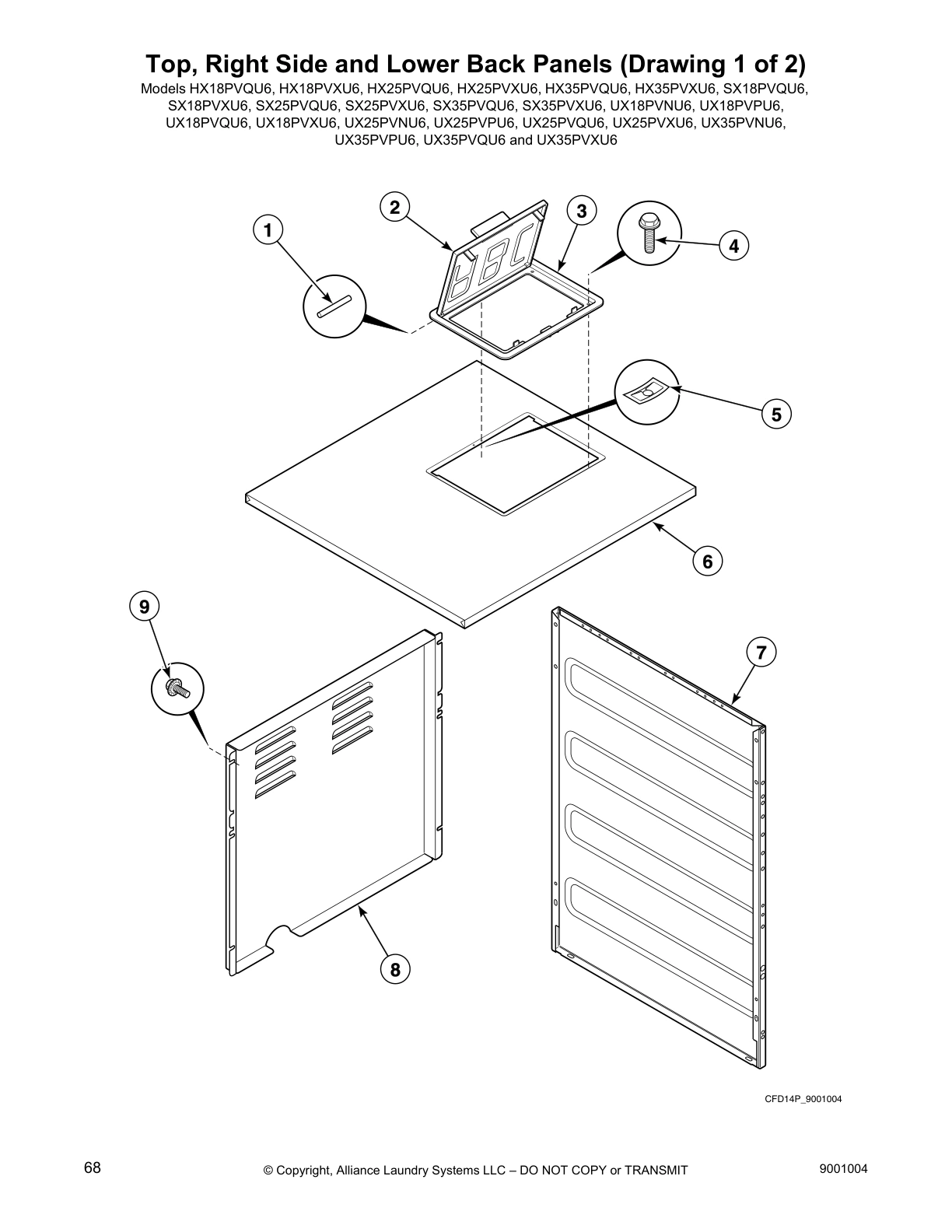 Top, Right Side and Lower Back Panels (Drawing 1 of 2)