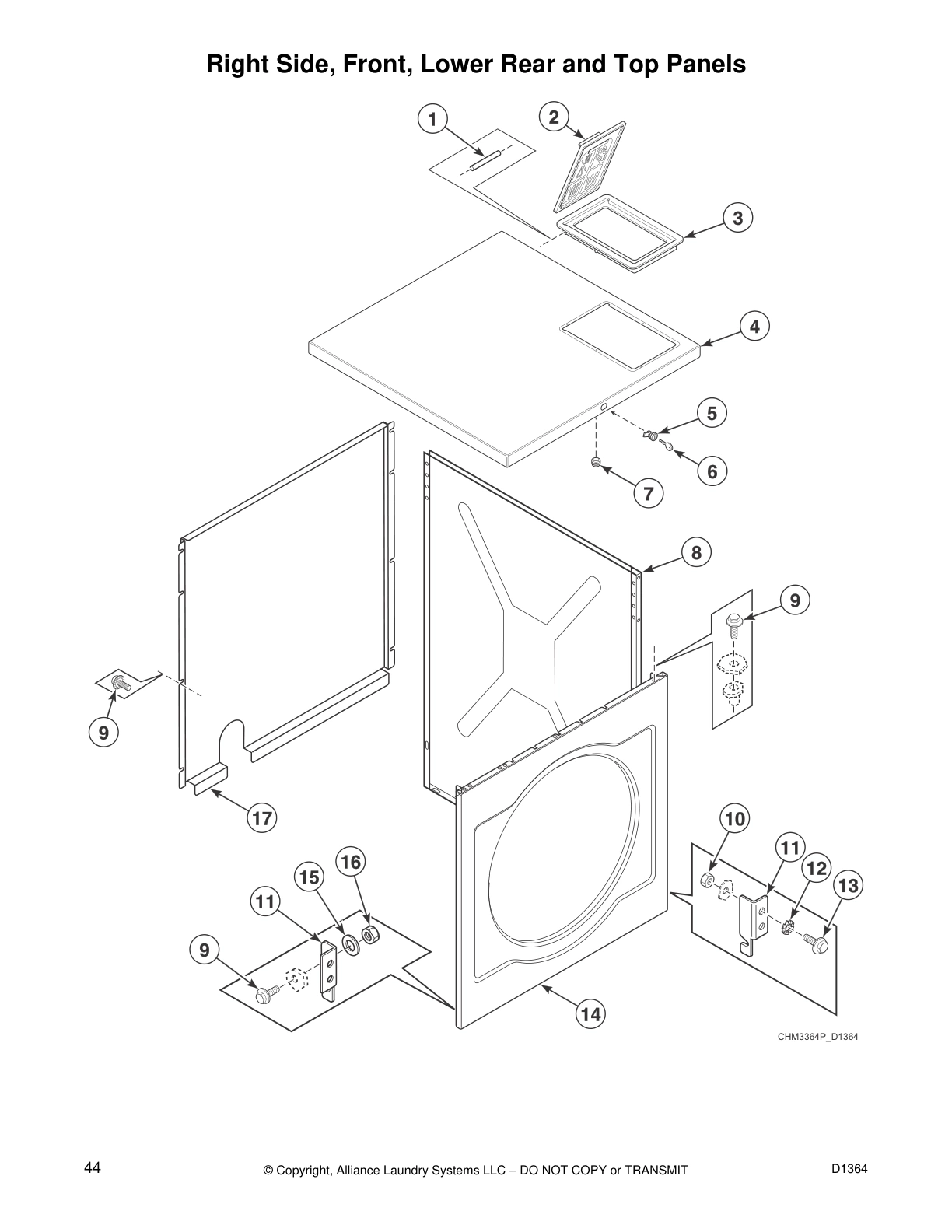 Right Side, Front, Lower Rear and Top Panels