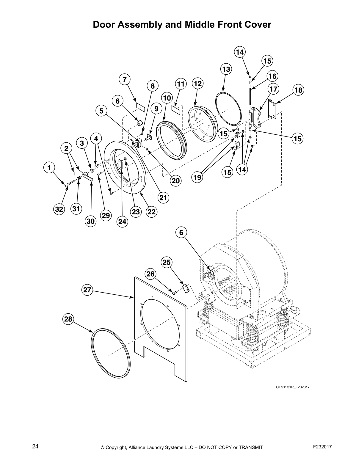 Door Assembly and Middle Front Cover