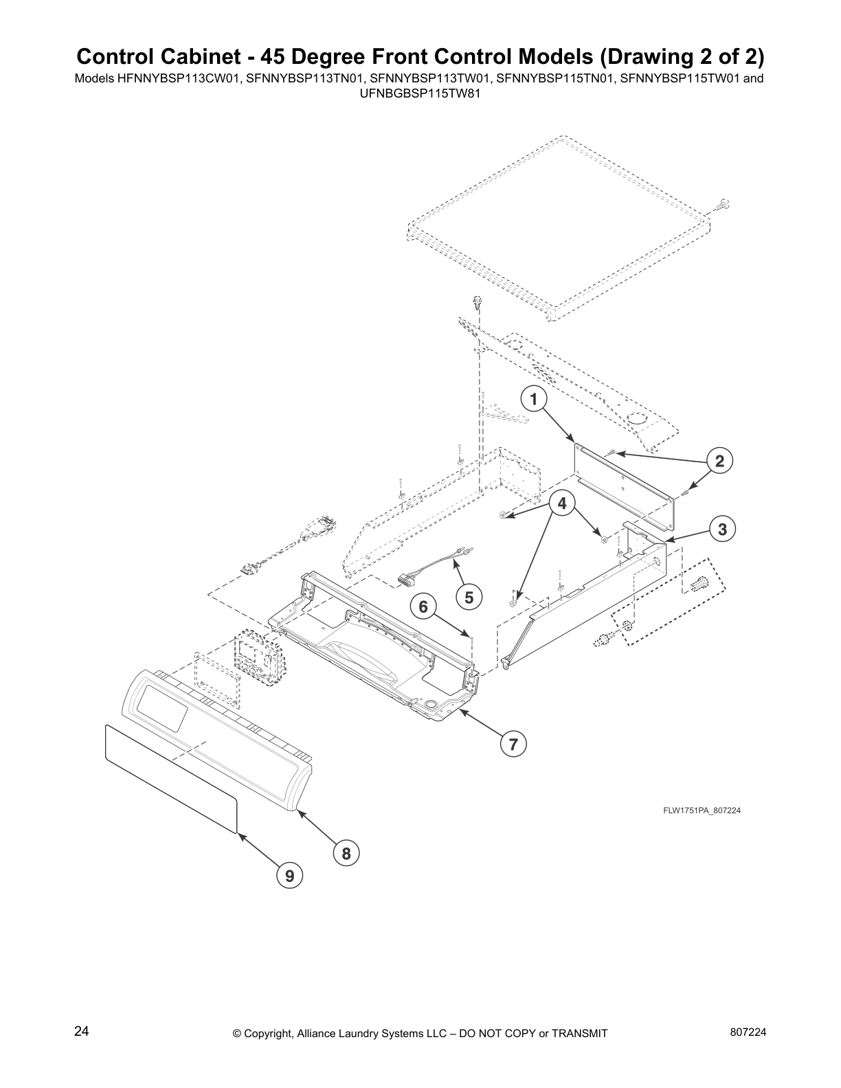 Control Cabinet - 45 Degree Front Control Models (Drawing 2 of 2)