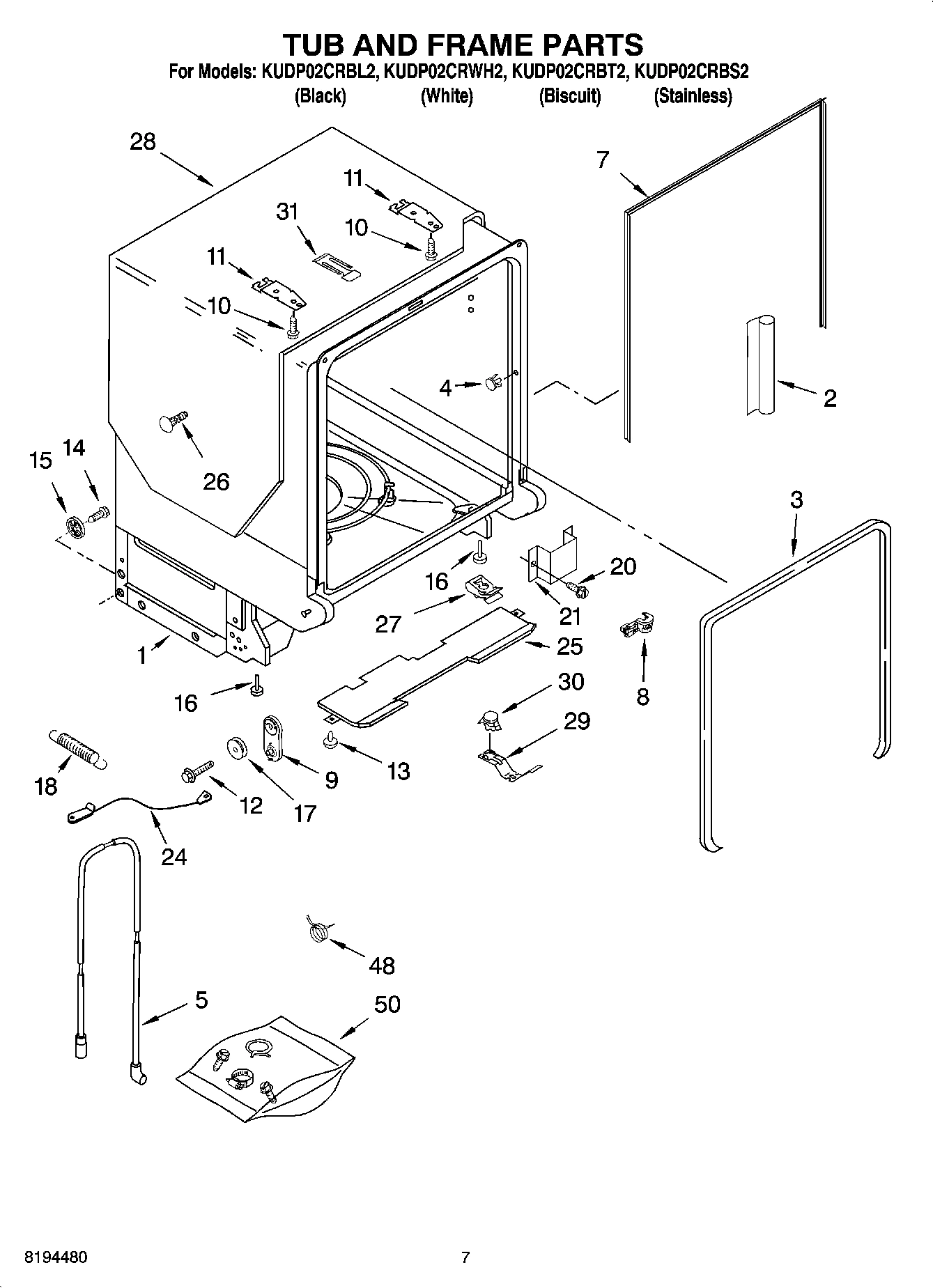 07 - TUB AND FRAME PARTS