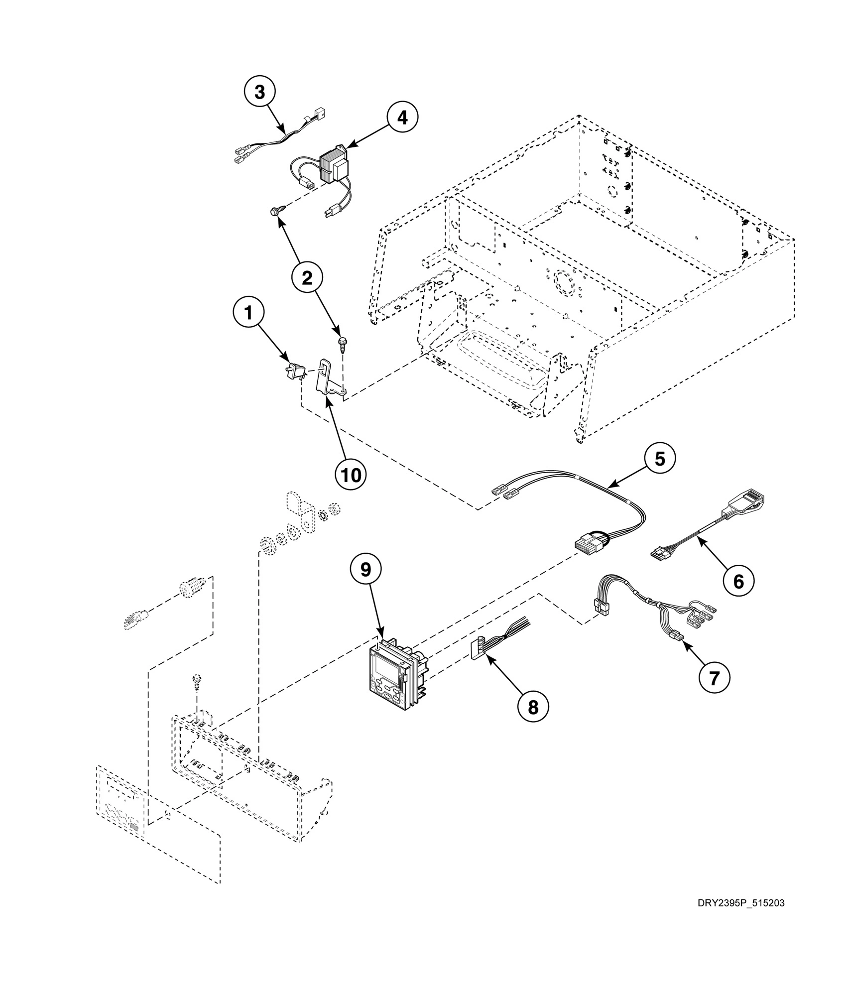 Control Panel and Controls - 10 Degree Front Control Models (Drawing 1 of 2)